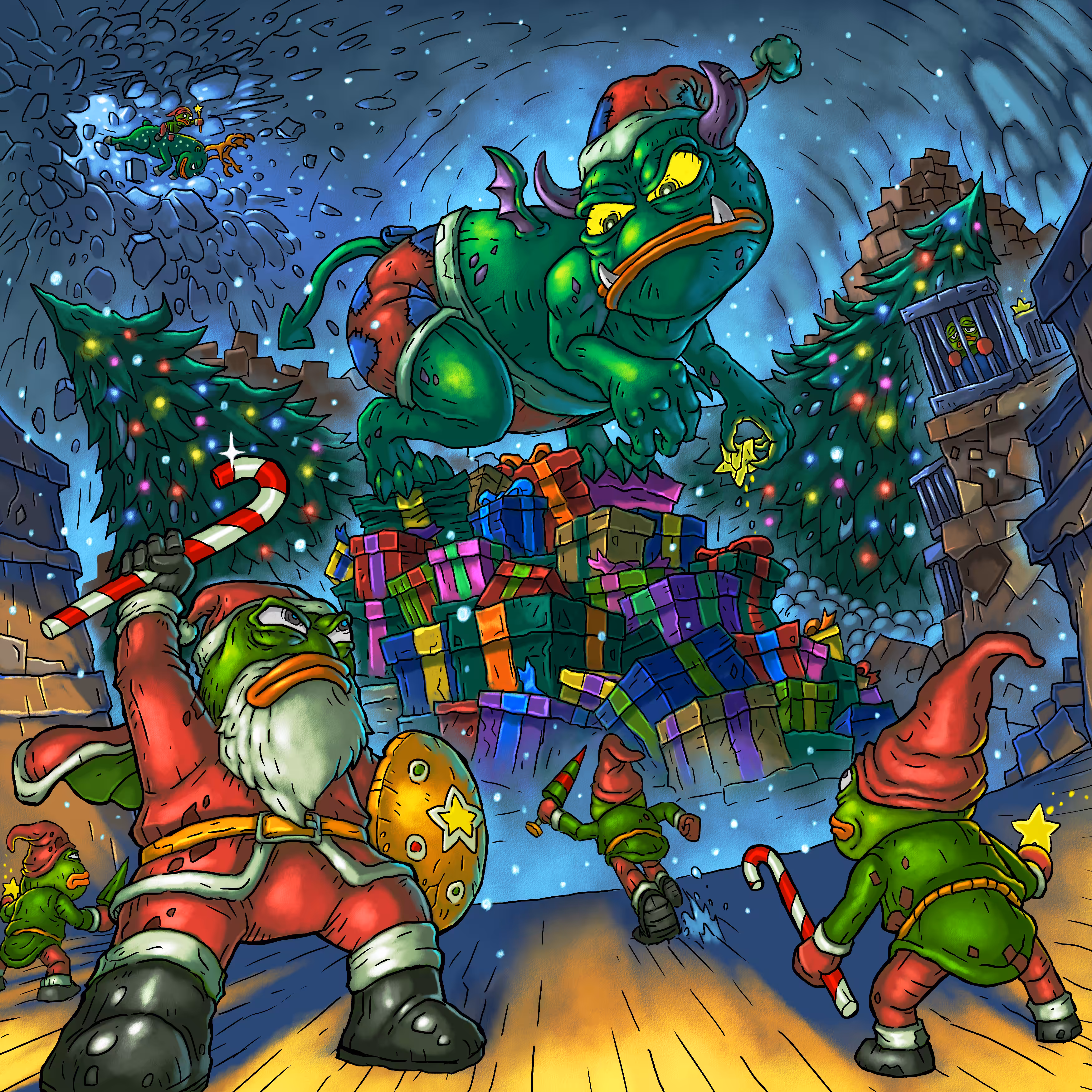 Santa Pepe VS Pepevil of Christmas