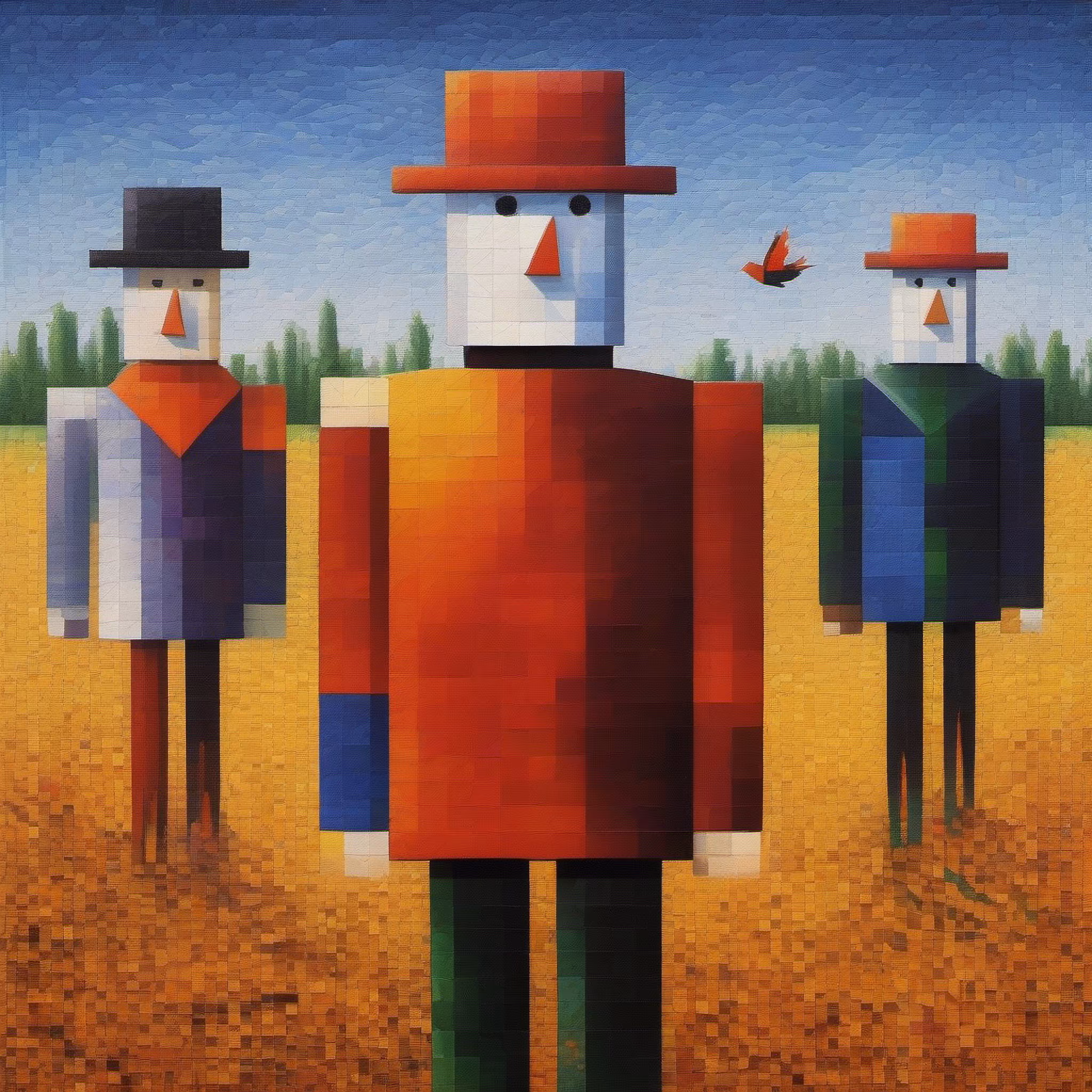 Three Men in a Field (To Say Nothing of the Bird)