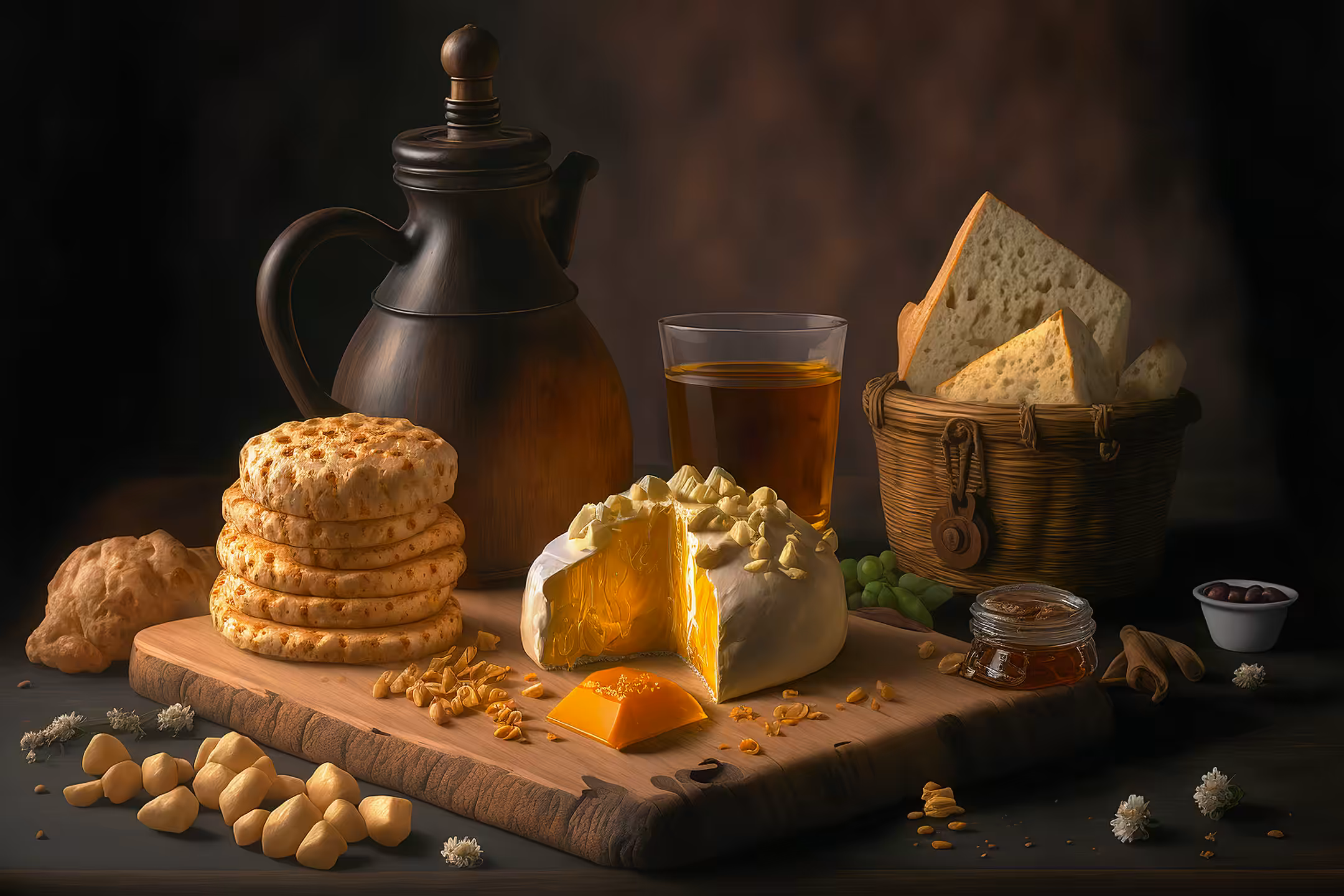 Cheese, bread and tea