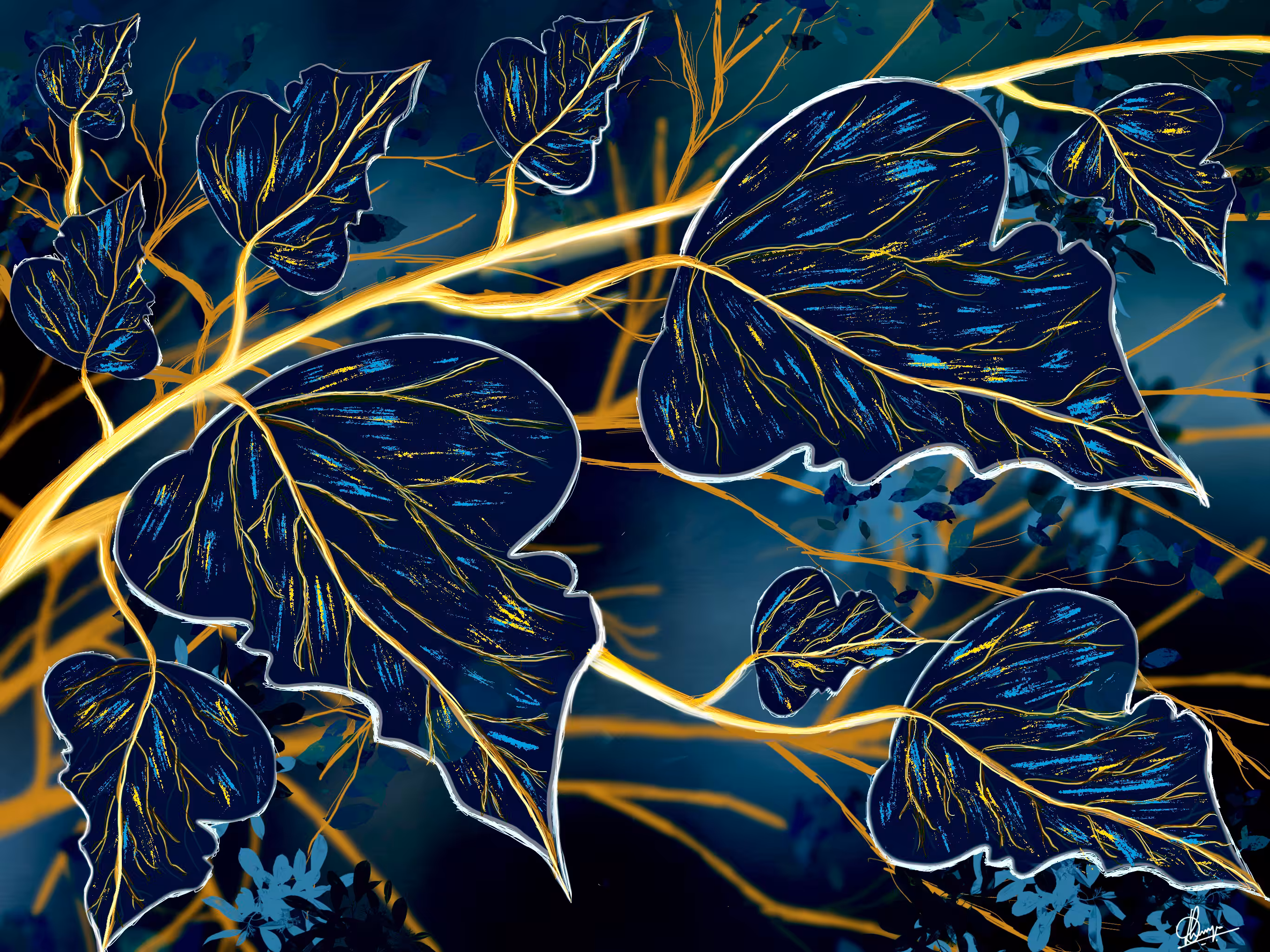 Golden Branch - Digital Art 