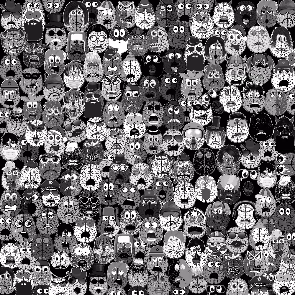 Worried Little Brains (monochrome edition)