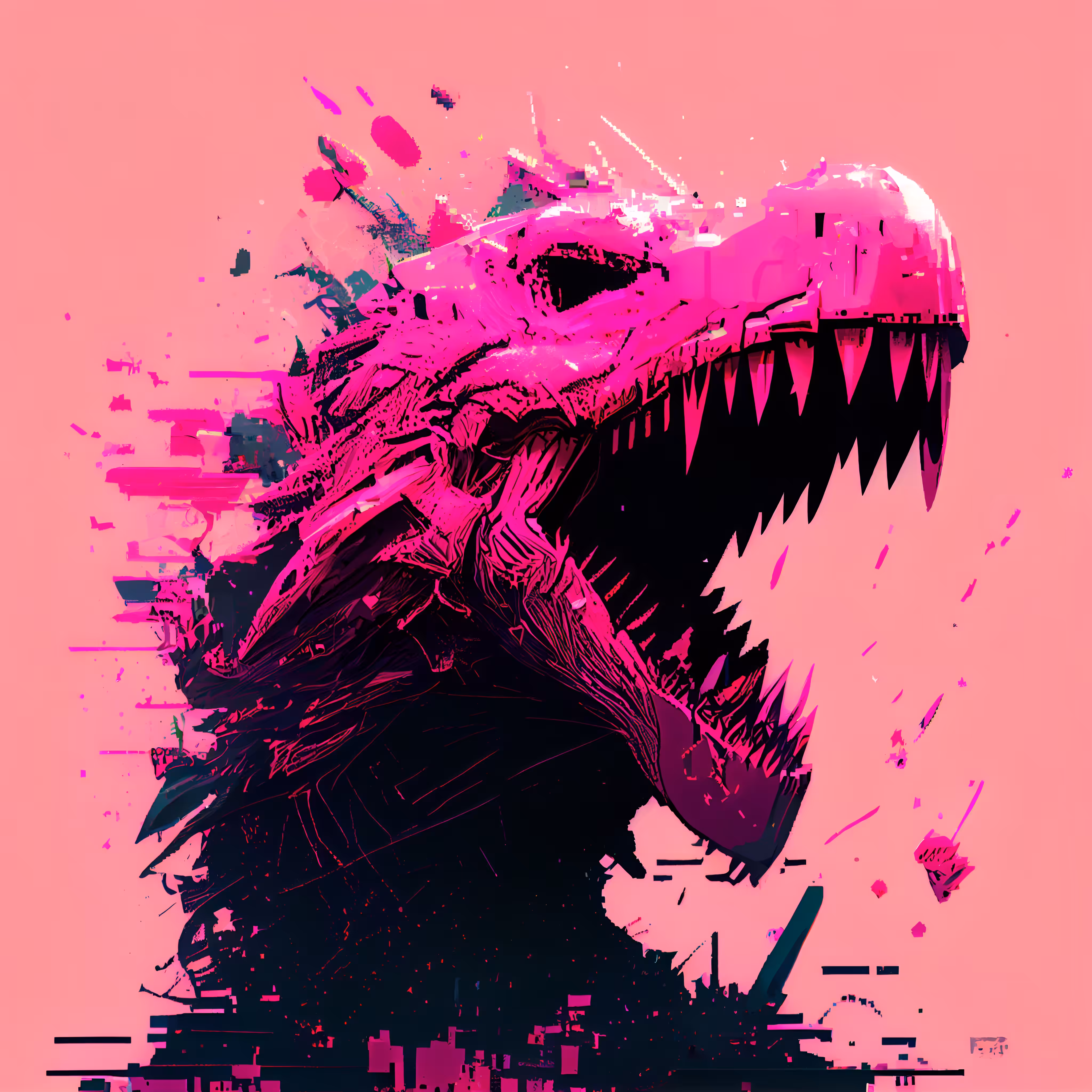 Pink pixel dinosaur
