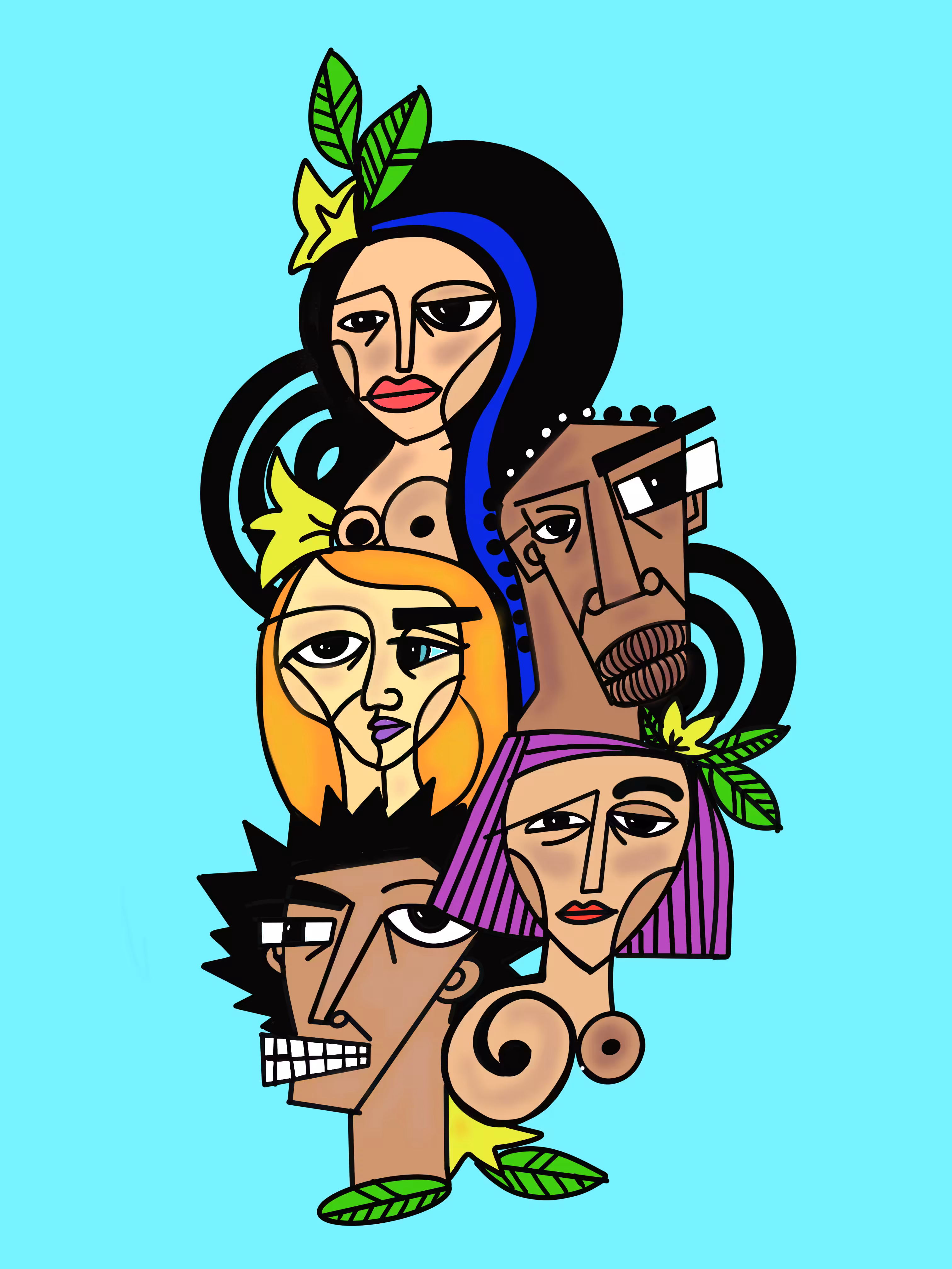 Heads on Blue