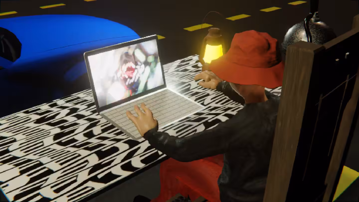 Desktop #79: The Hypebeast in the Electric Chair With a Gas Lamp and a Algo Lite Macbook on a Pattern Table in The Streets