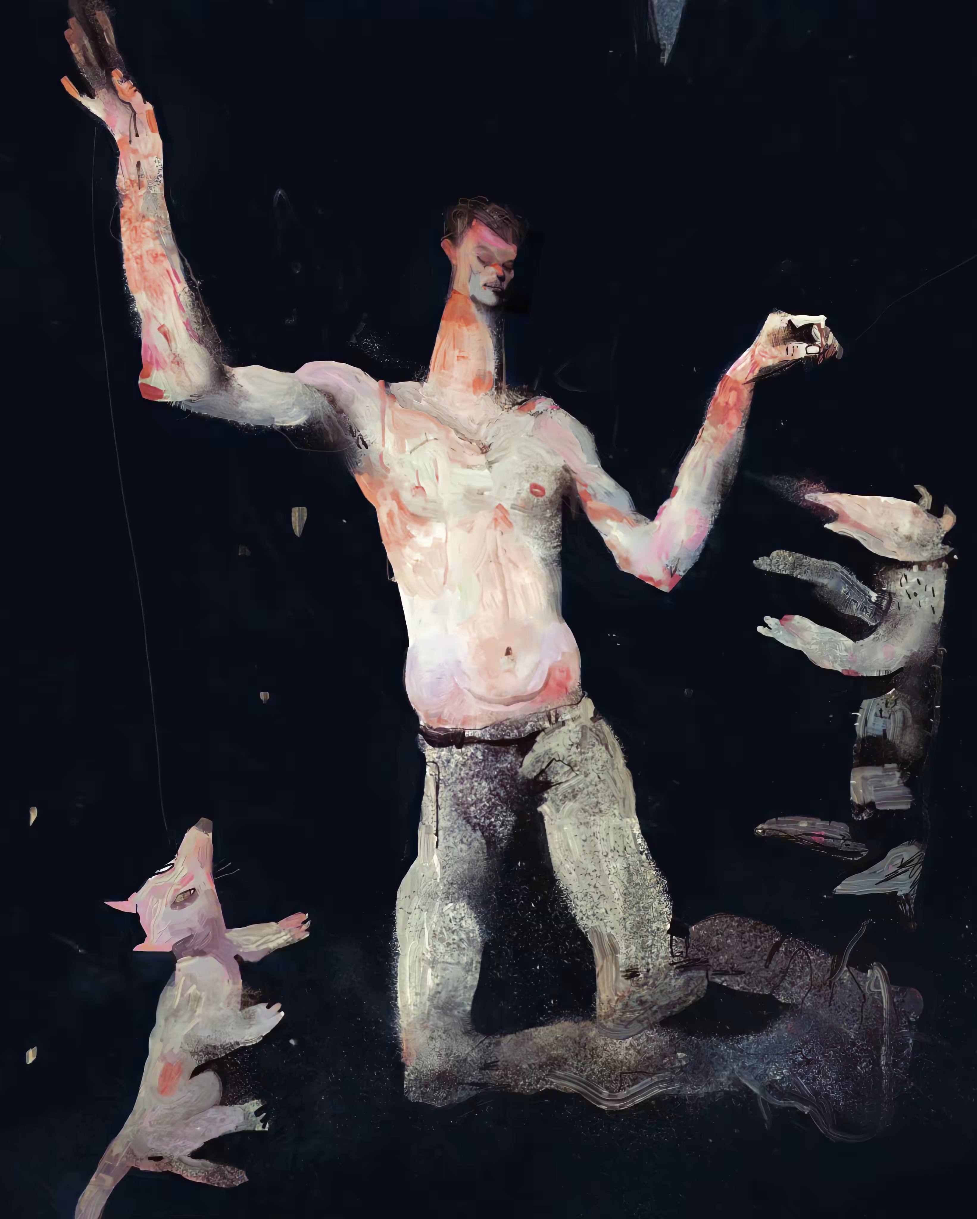 Man and dogs in space