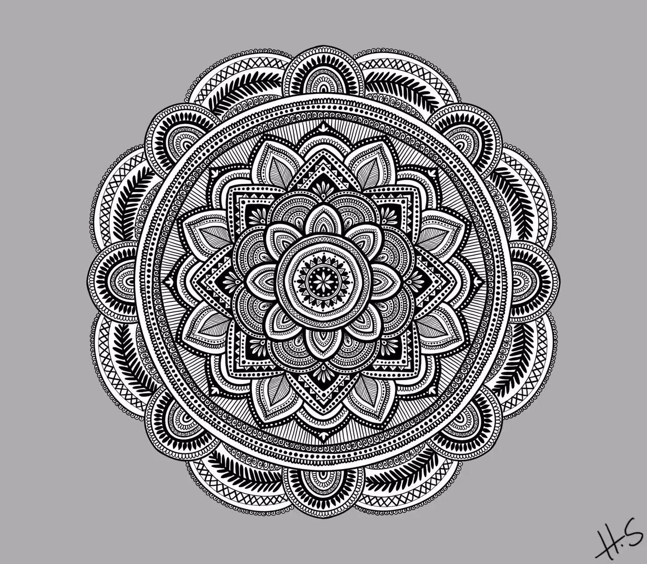 Life of mandala : Black and white mandala 