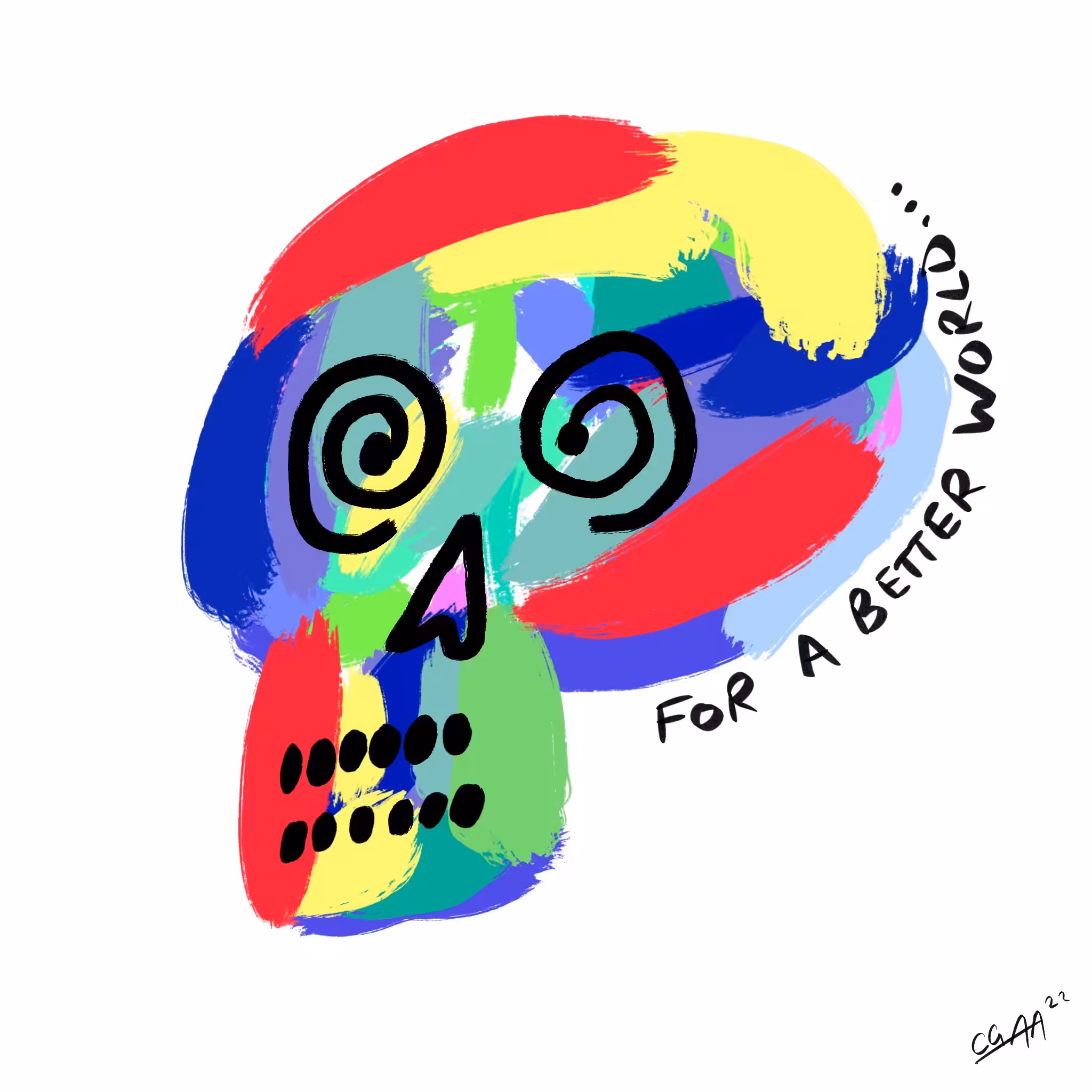"FOR A BETTER WORLD" SQC - Crazy Skull ArtWork