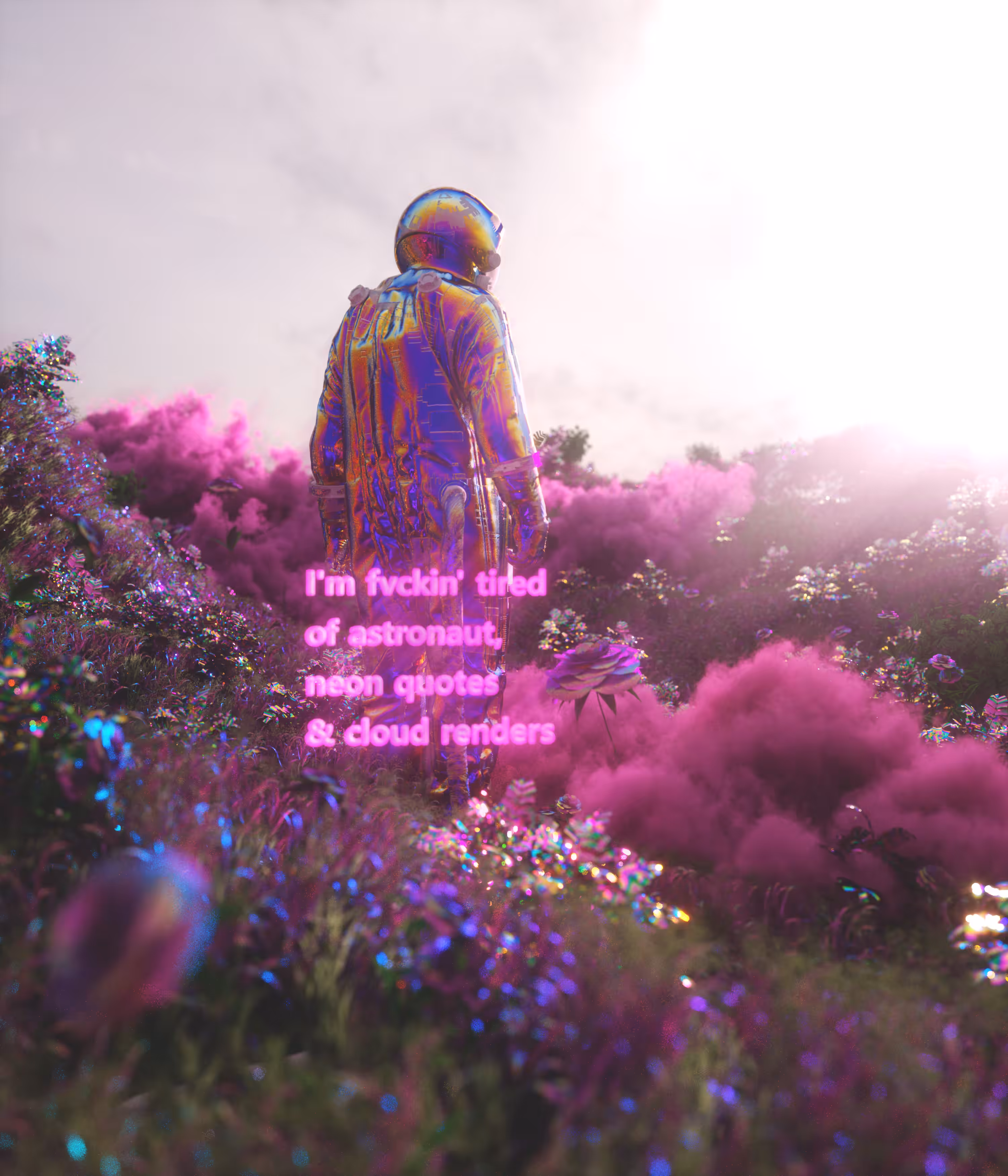 ✧ I’M FVCKIN’ TIRED OF ASTRONAUT, NEON QUOTES & CLOUD RENDERS ✧