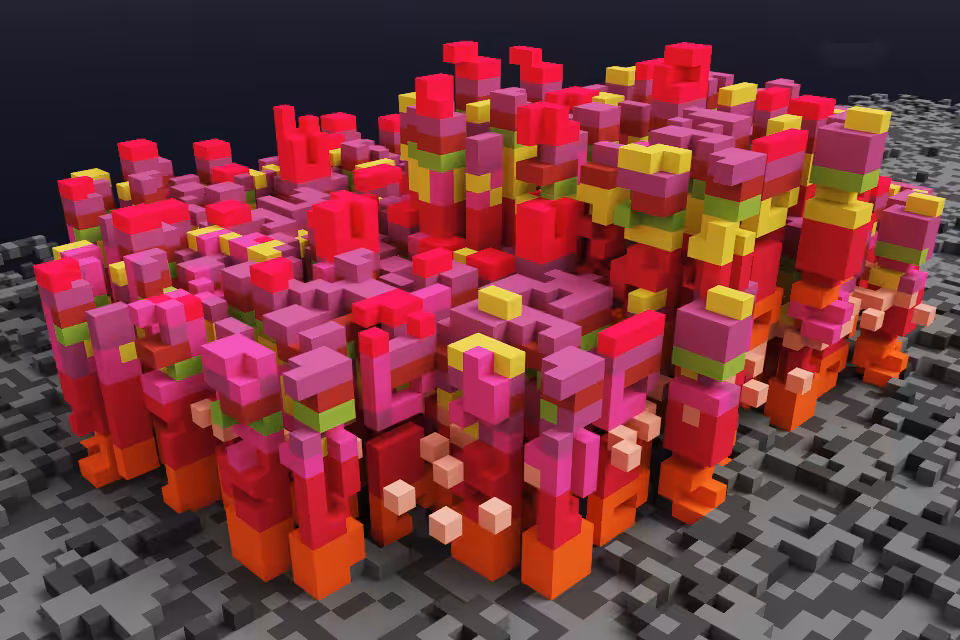 3D generative colorful pixel blocks 08
