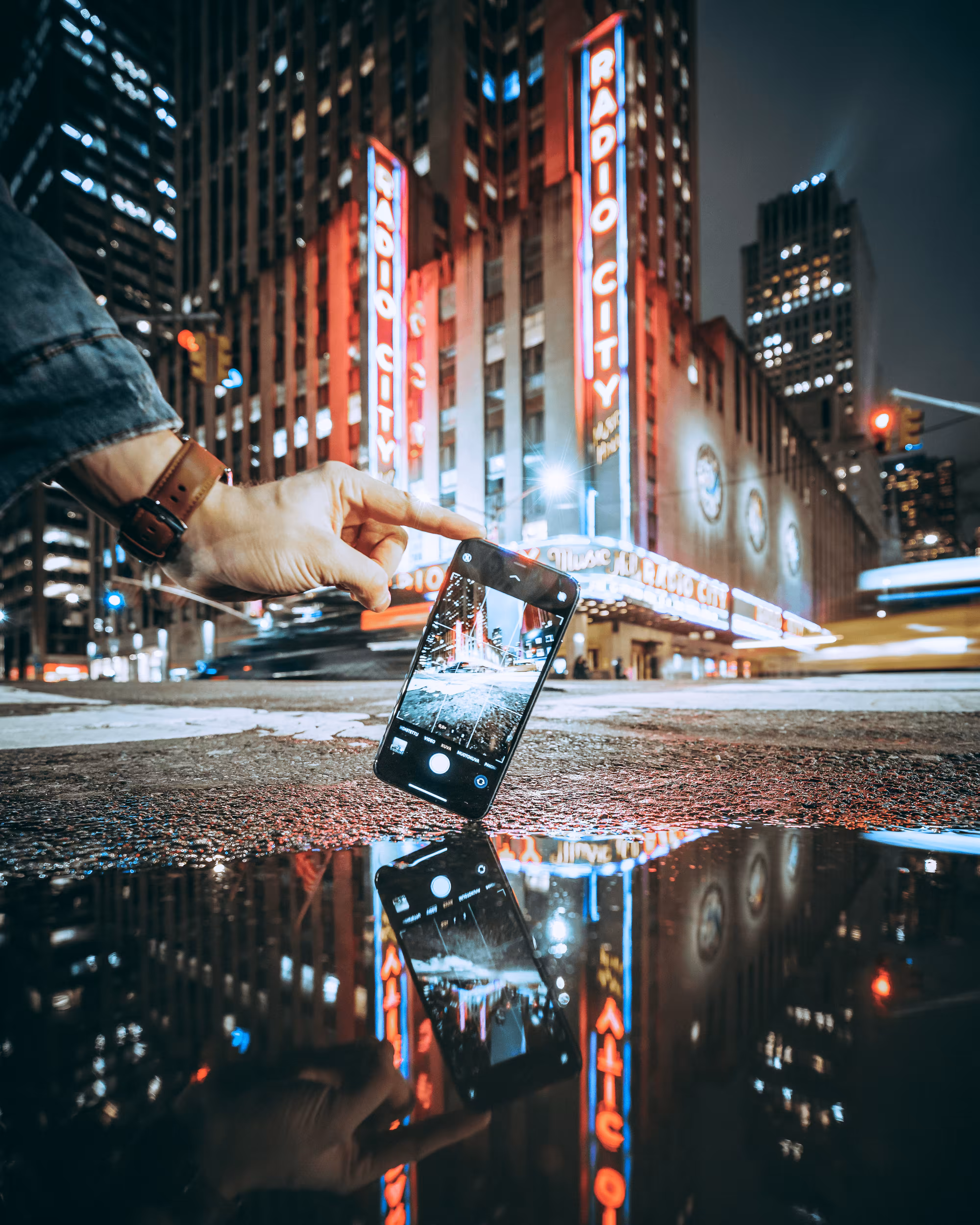Radio City phone reflection