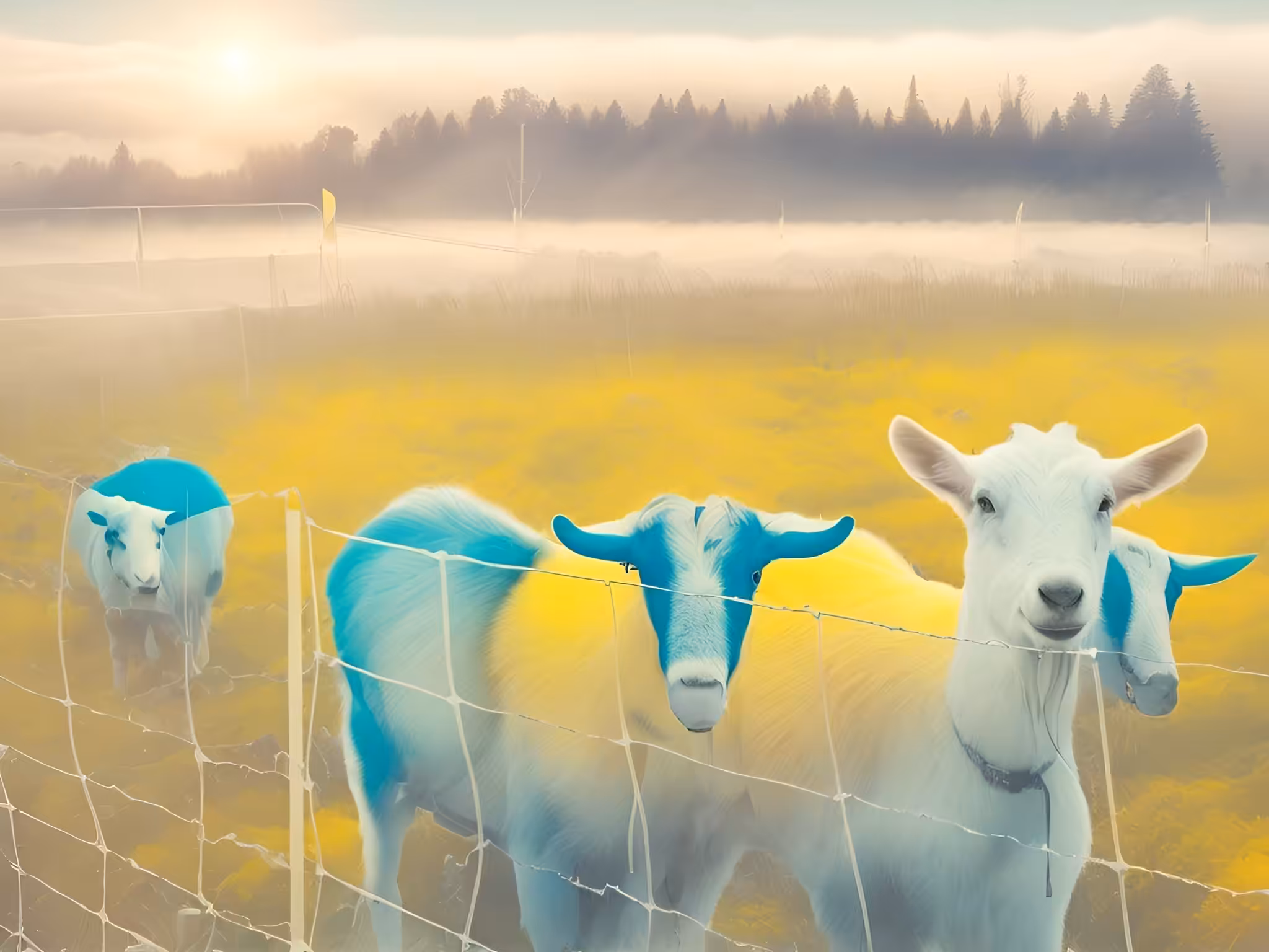 Blue and yellow Goats