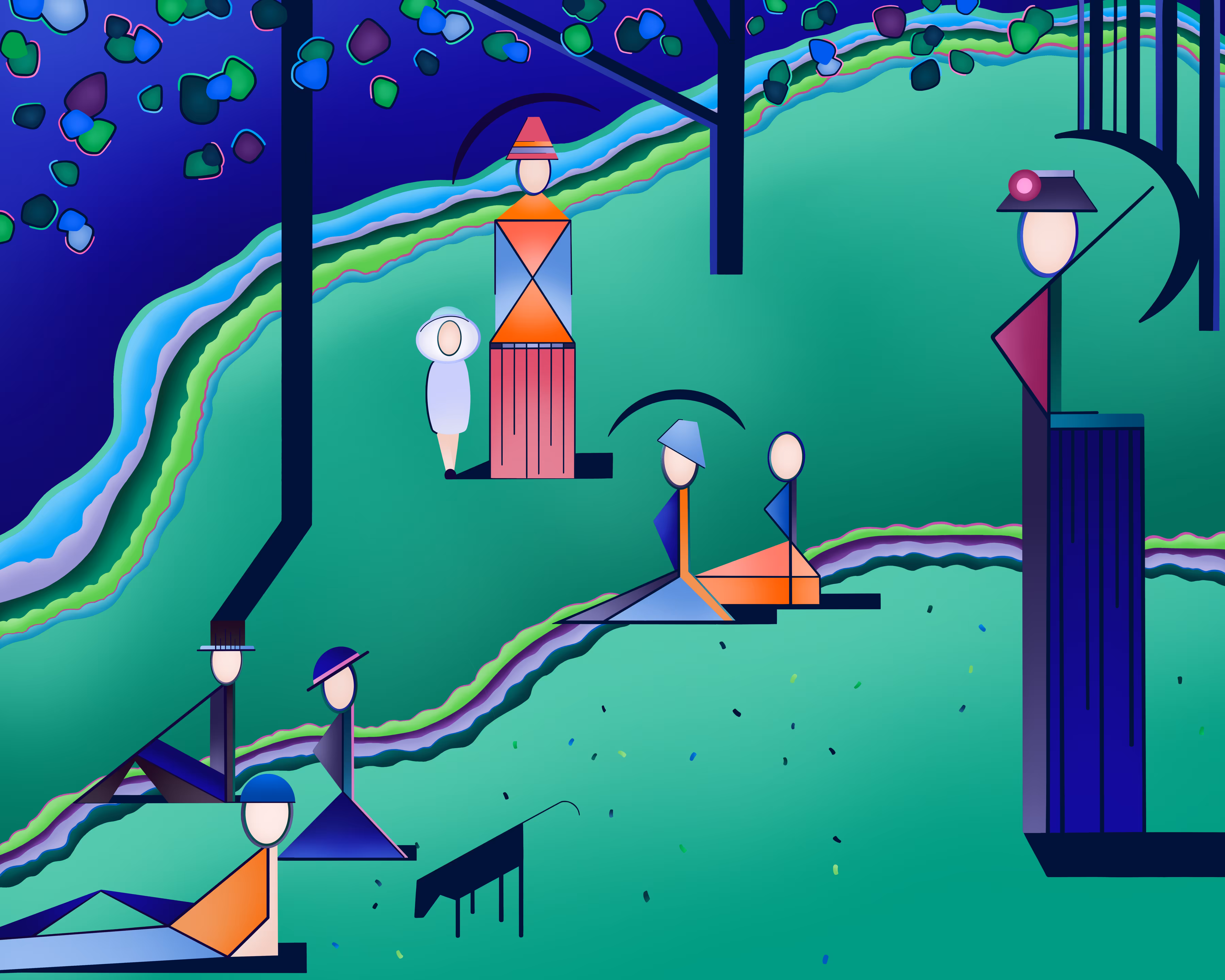 Sunday in the Park Variation Digital Painting