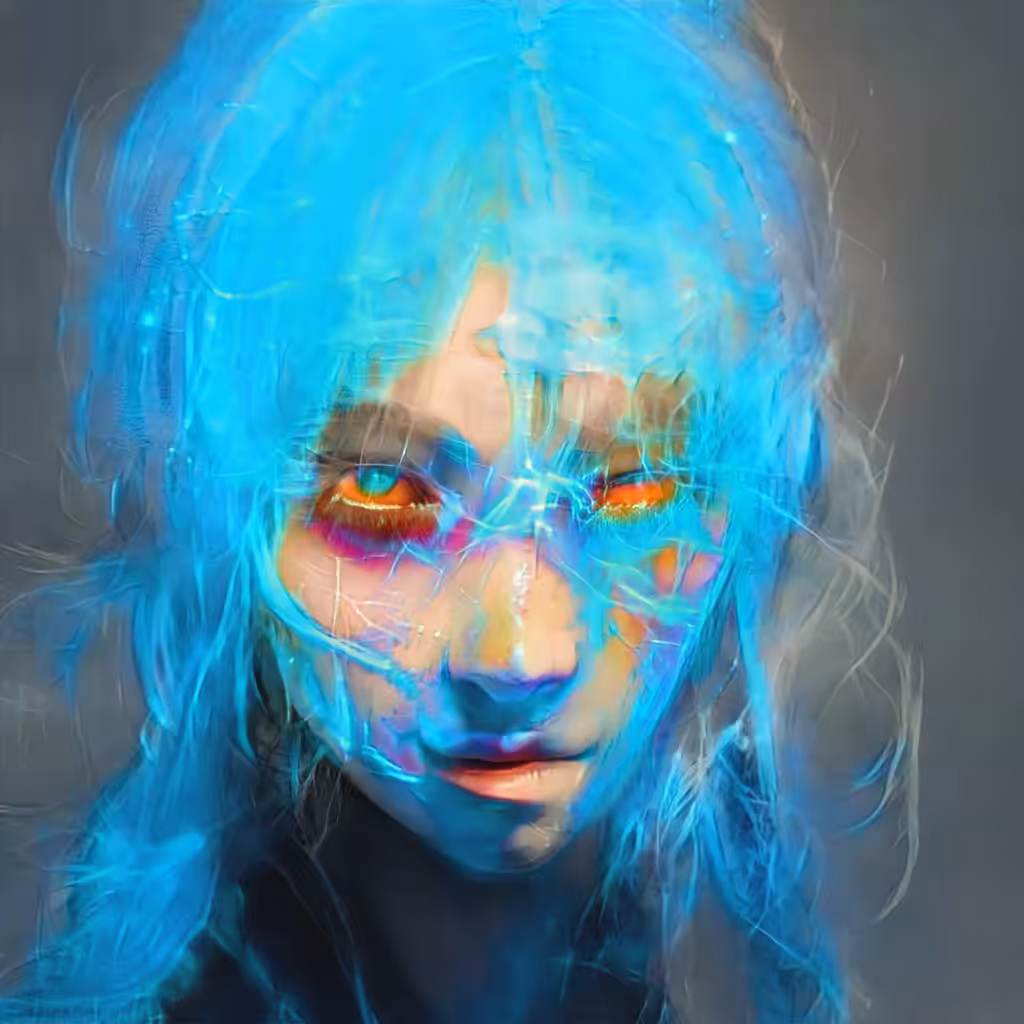BLUE GIRL/2O AI FACES ANIMATED