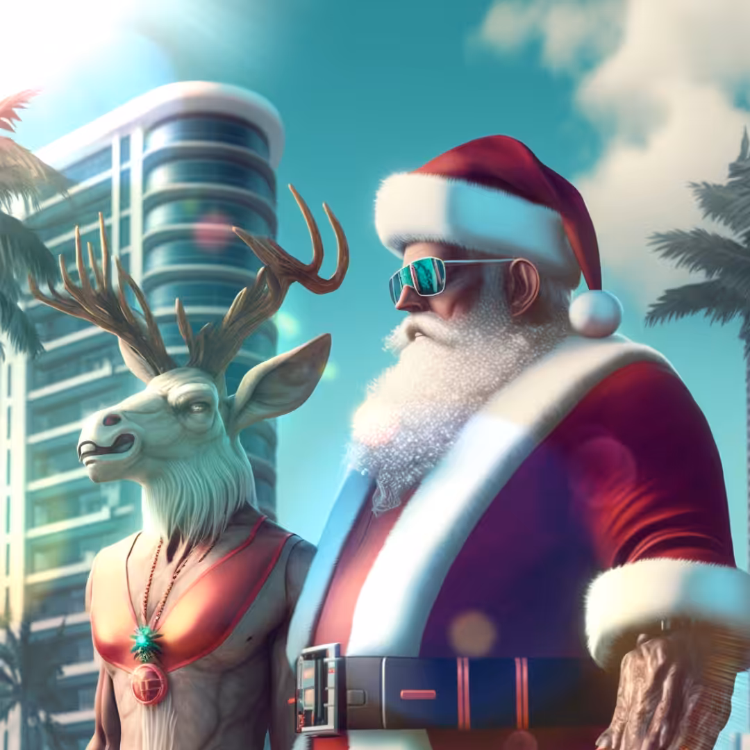 Santa & Rudolph Land In Miami