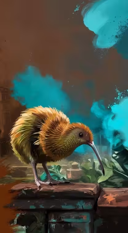 Kiwi in search of food