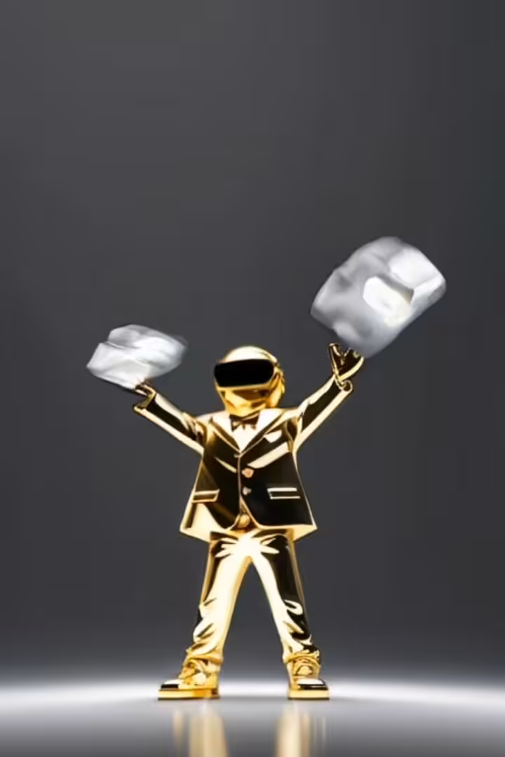 Little Boy "Diamond Hands" - Gold Sculpture