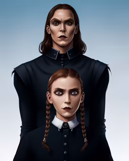Wednesday Addams and Gomez