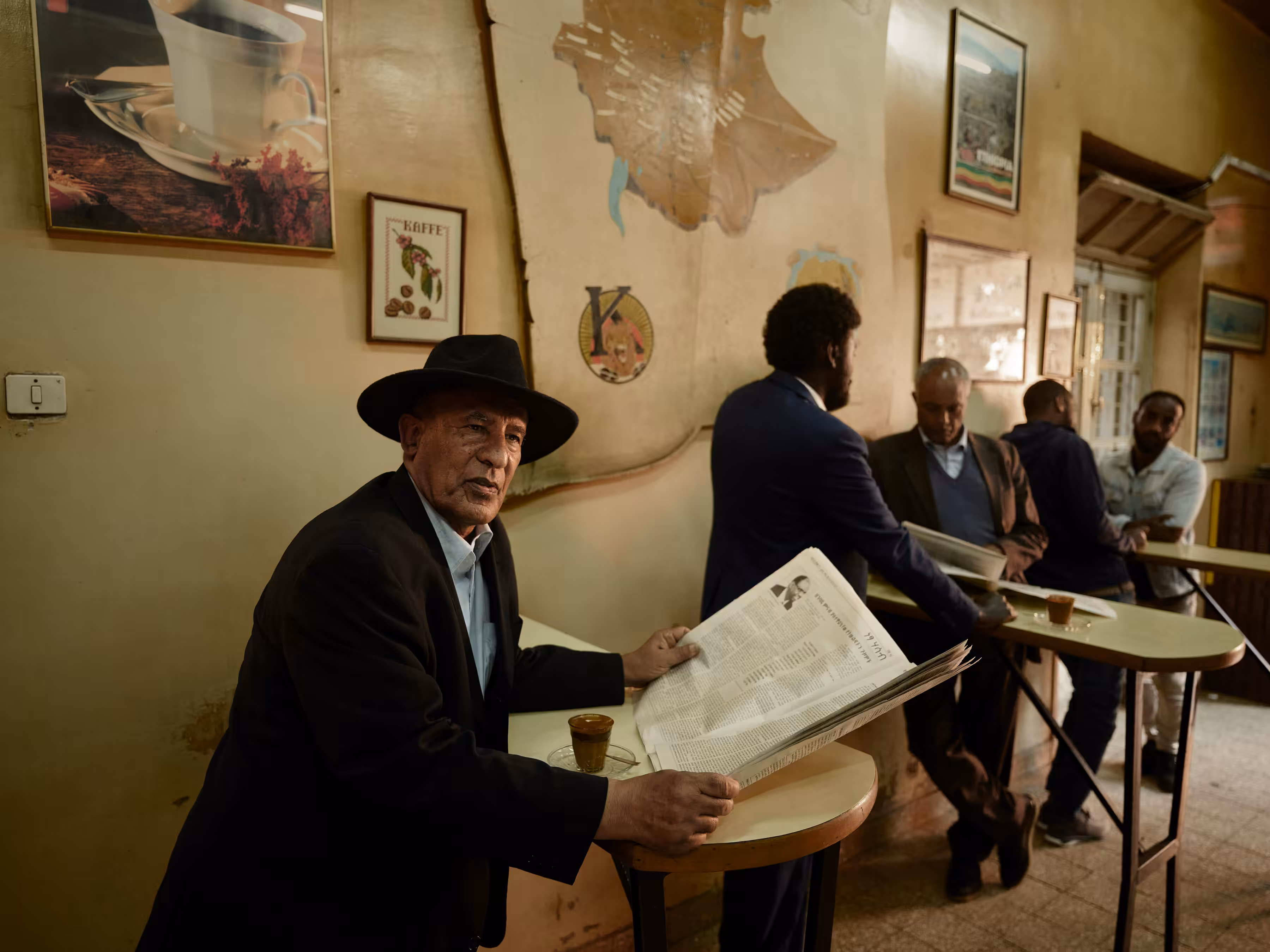 Ethiopia - Husen with Coffee and Newspaper