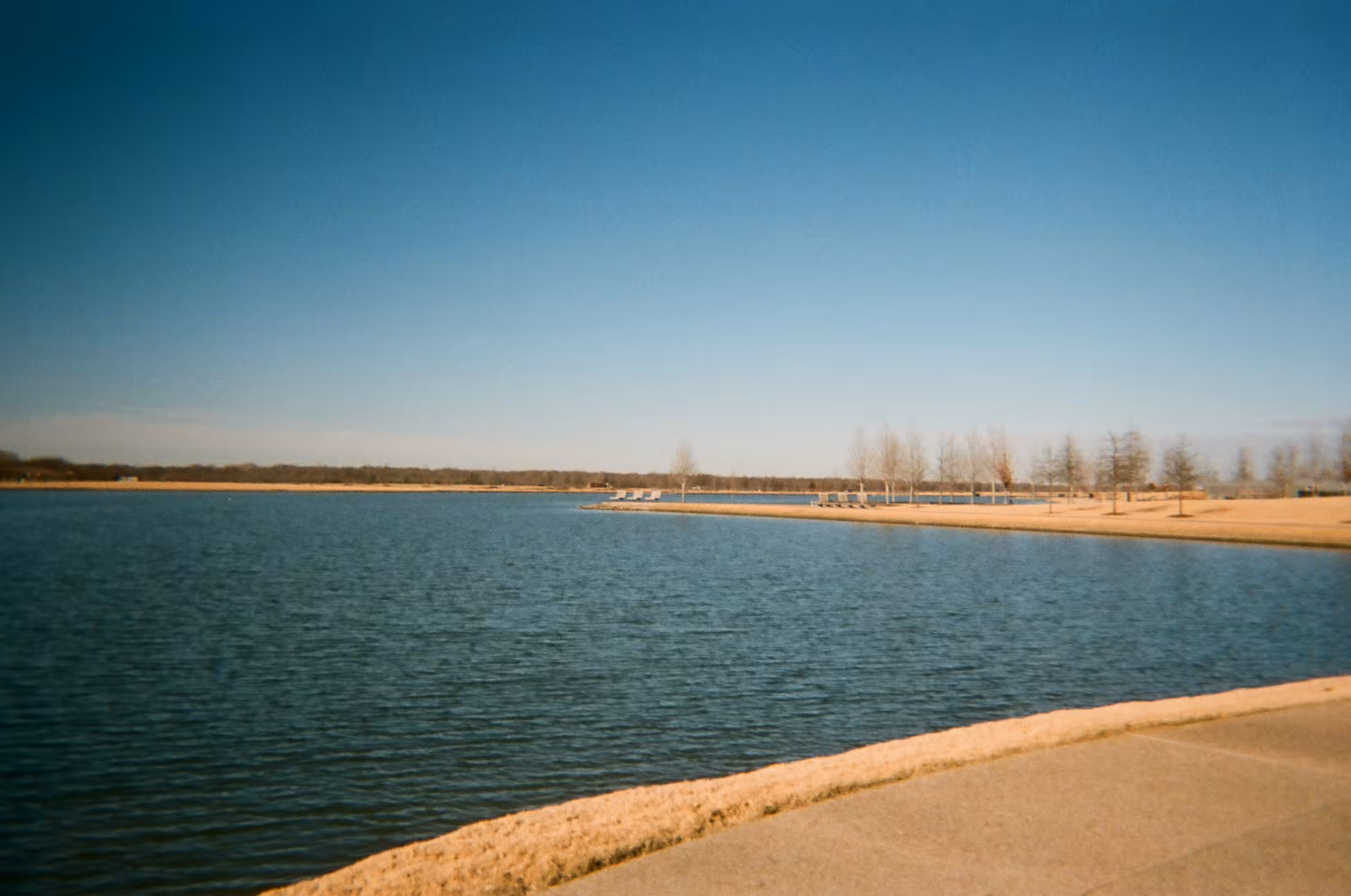 Benches Across a Quiet Lake