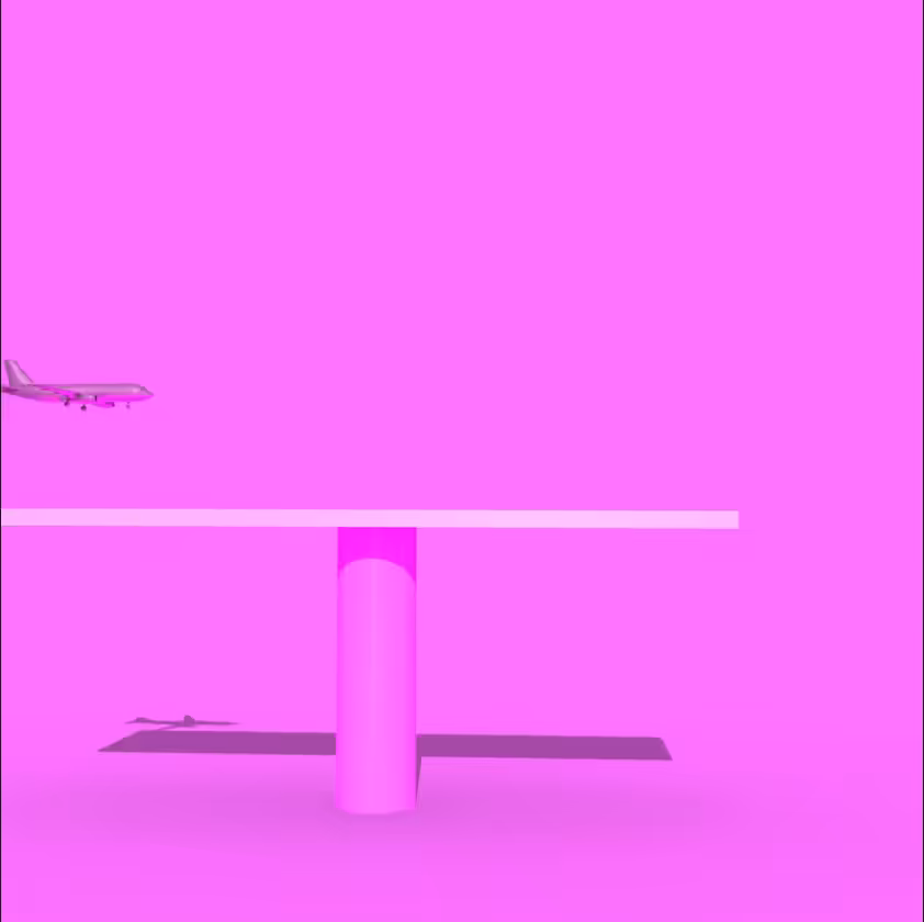 Pink plane landing