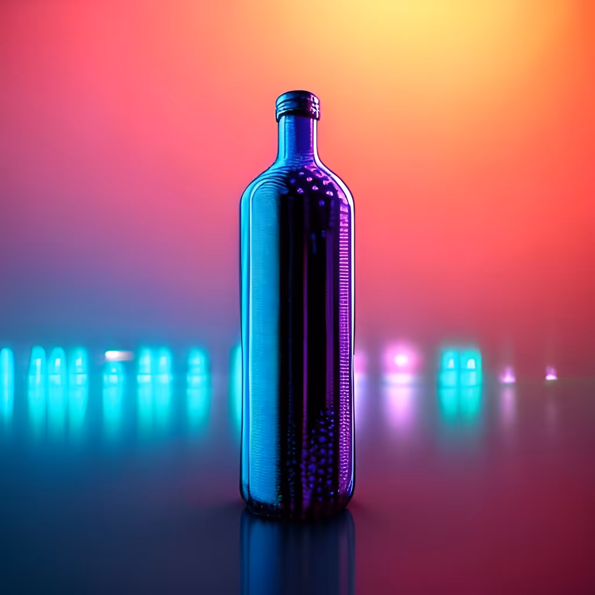 Neon Art: Bottle of Wine