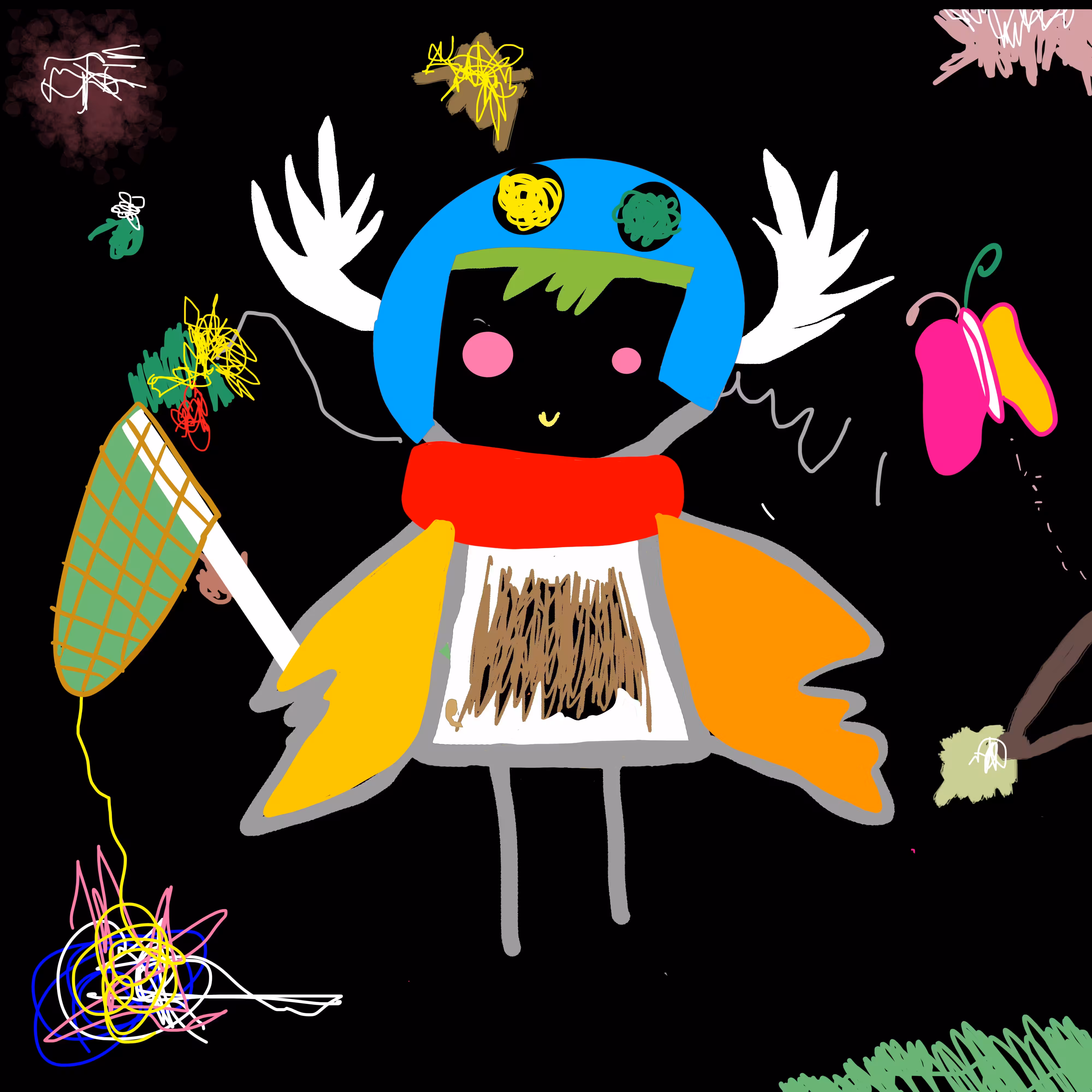 Butterfly Catcher Rainbow Rabbit for Owange Boy