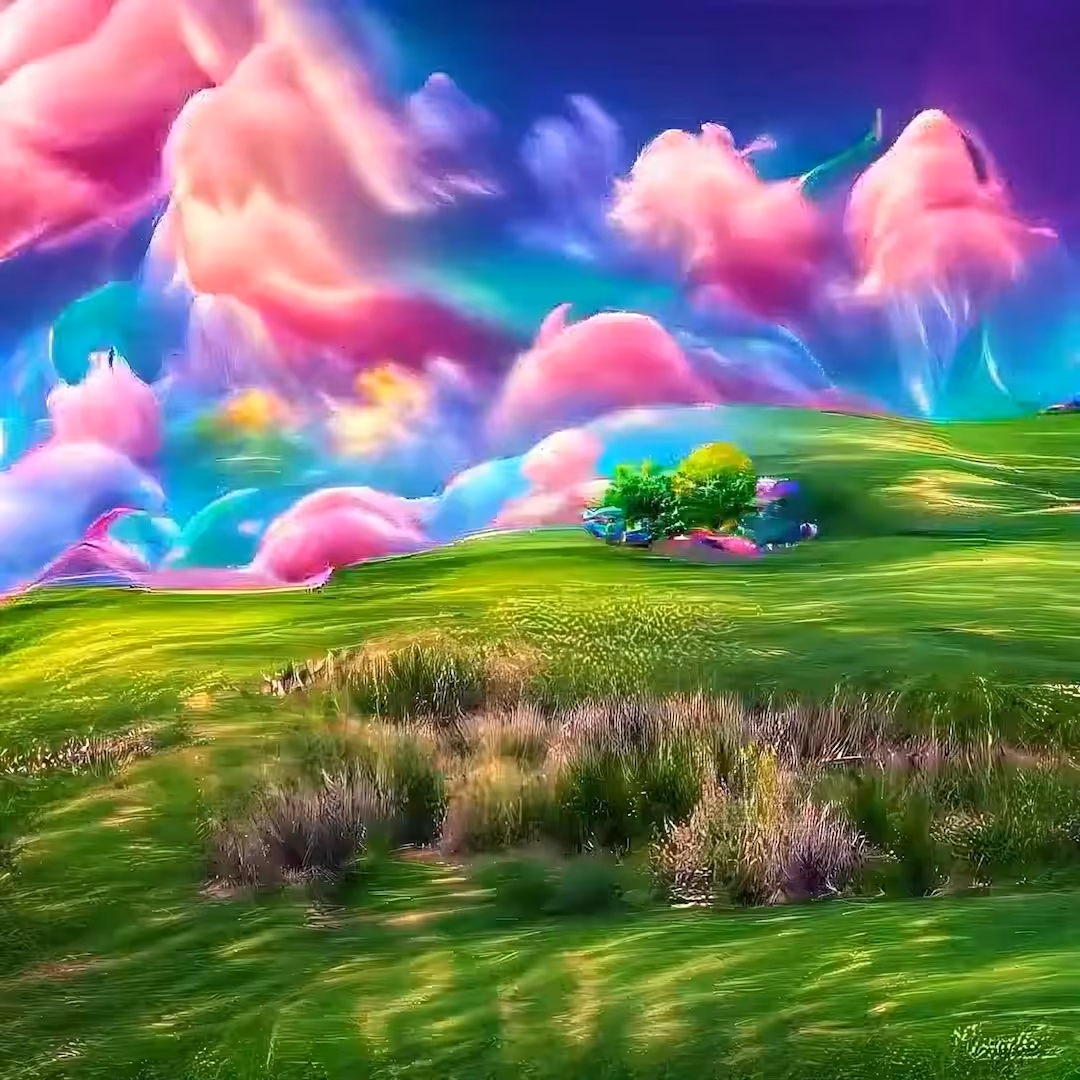 Green Hills with Colorful Sky #02