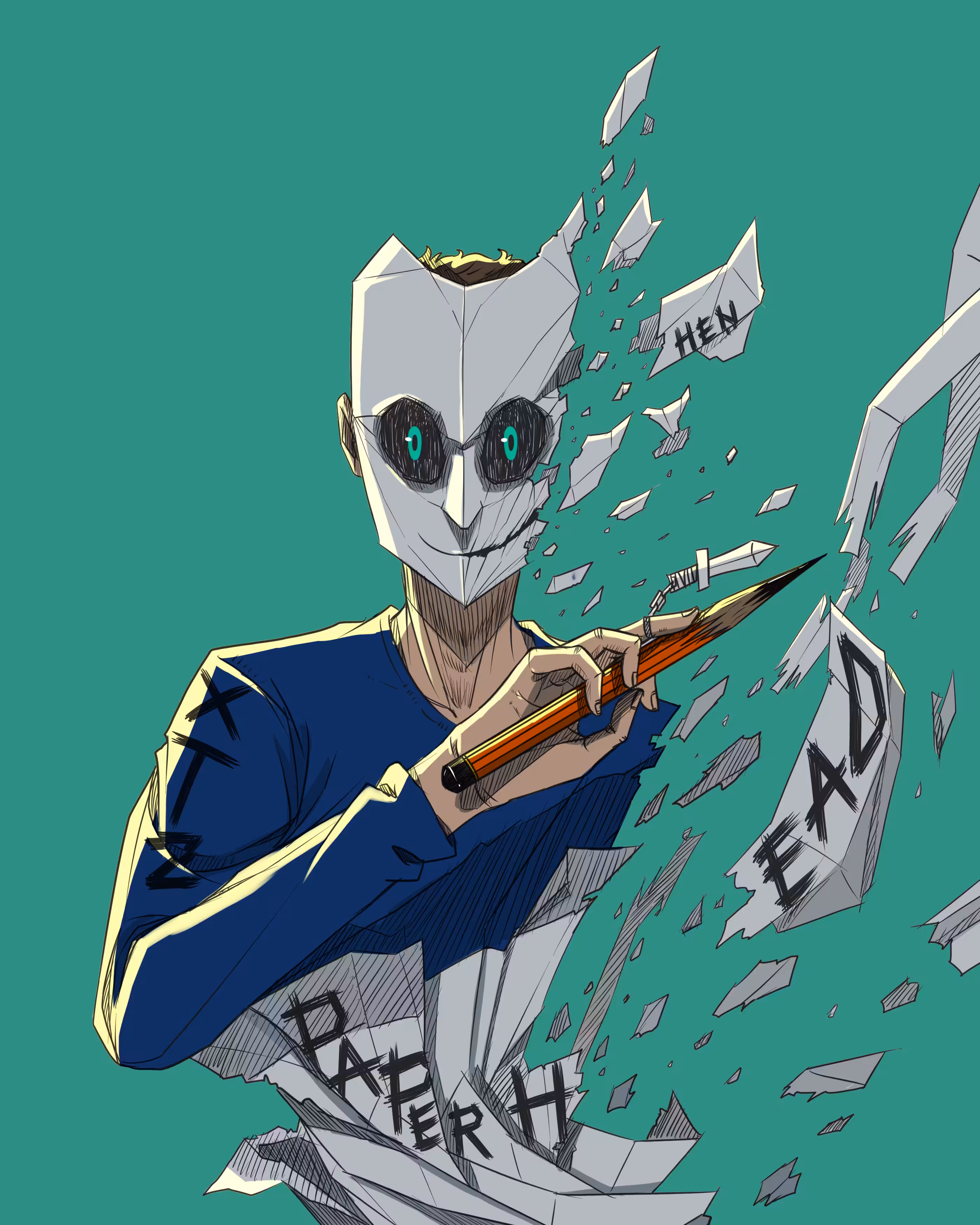 Paper head : paper mask man