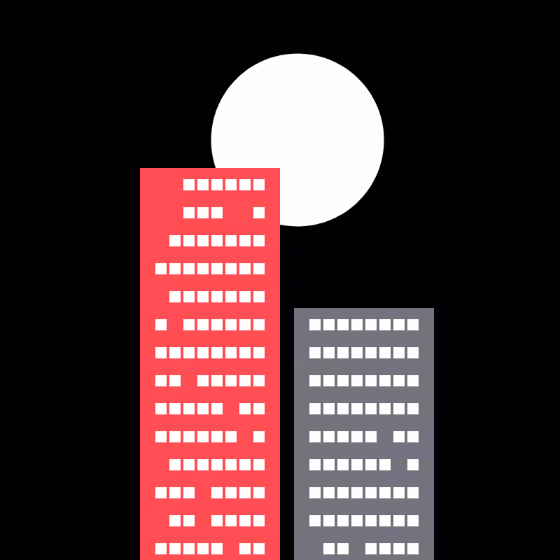 Two buildings and the moon #2