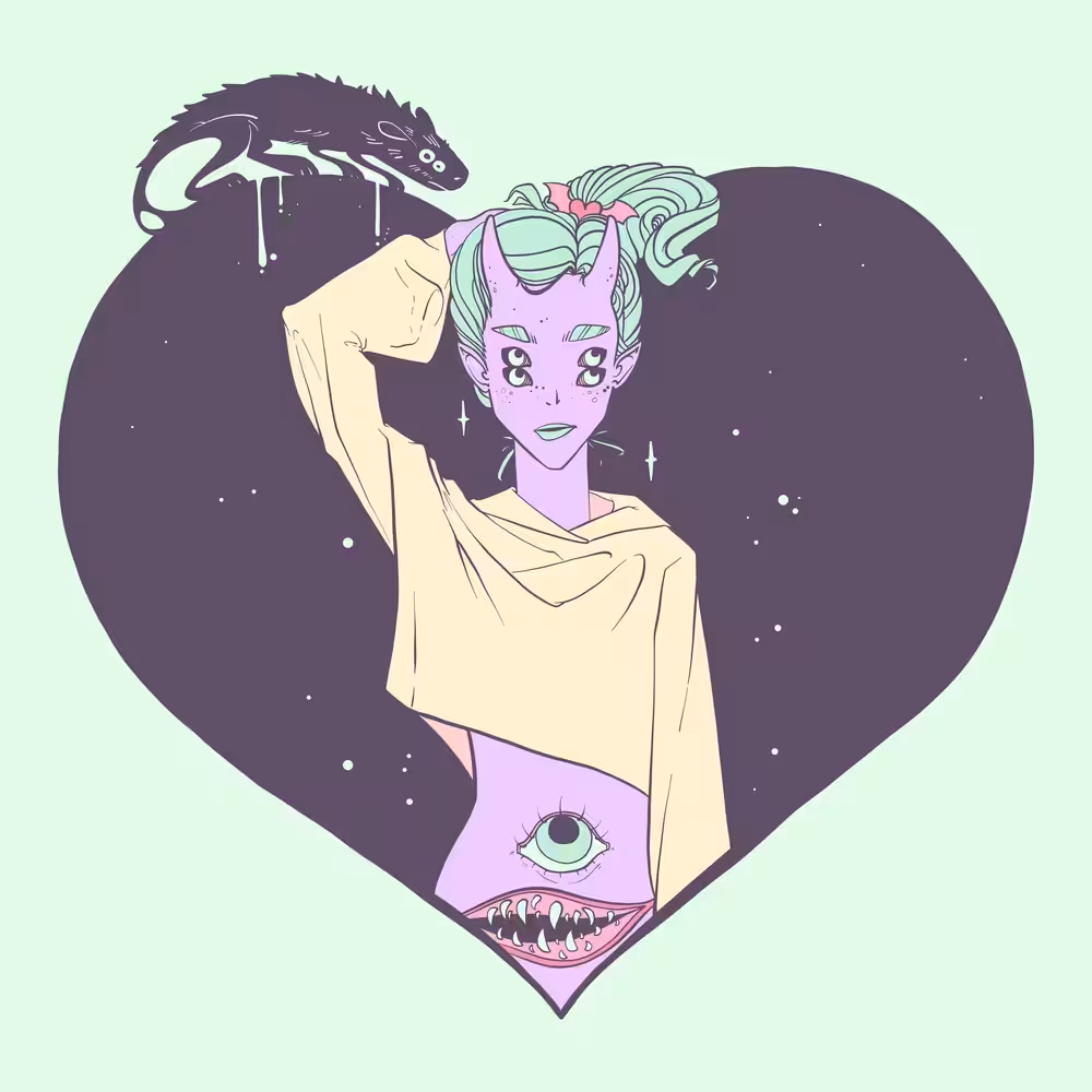 Alien Monster Girl With Creature #1