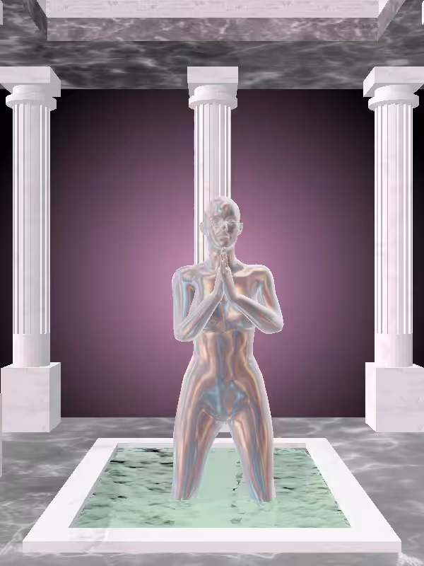 HeavenComputer: The Praying Holographic Glow Woman #4073
