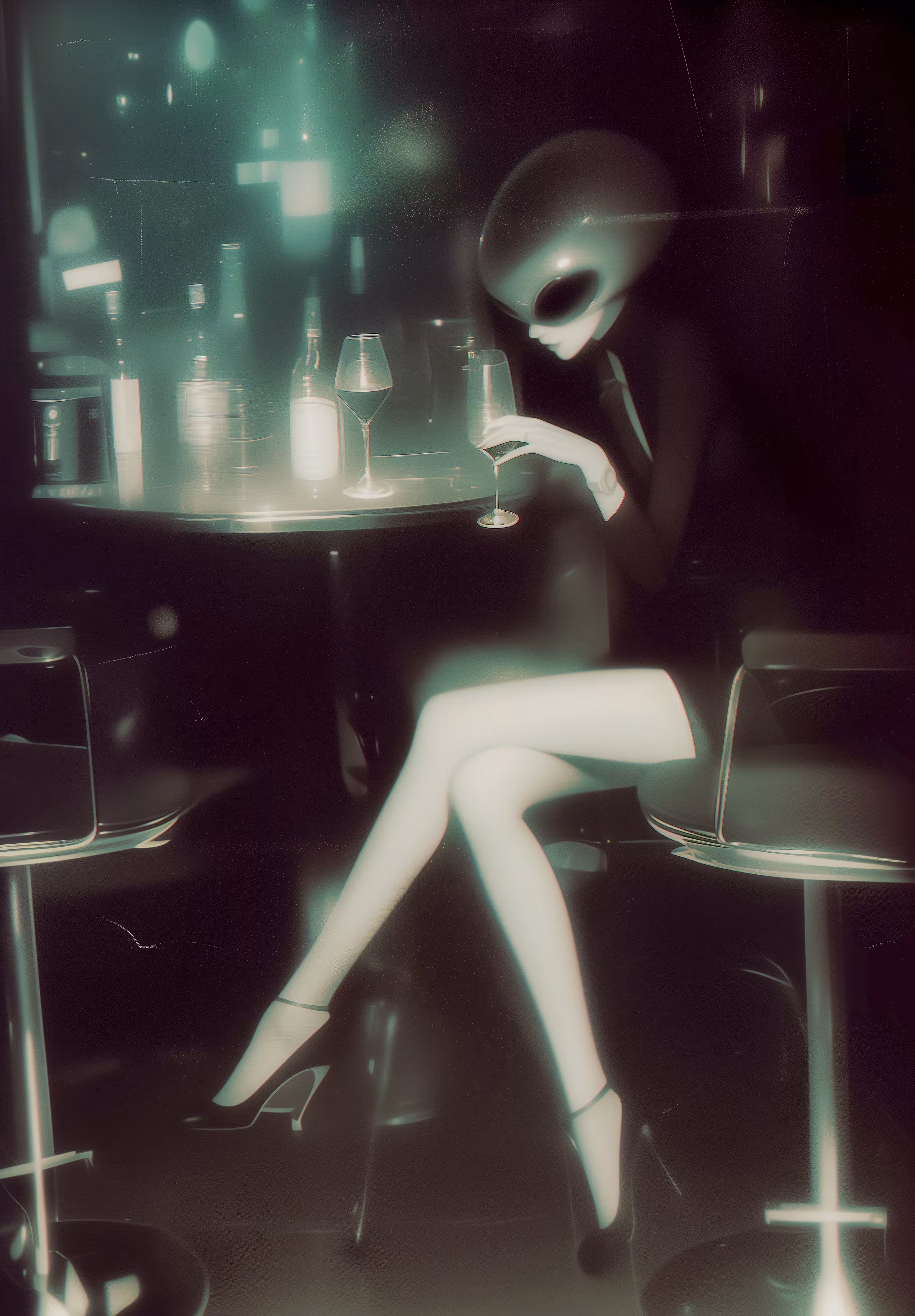 Female Earthling at the Bar of the Lunar Planetary Hub