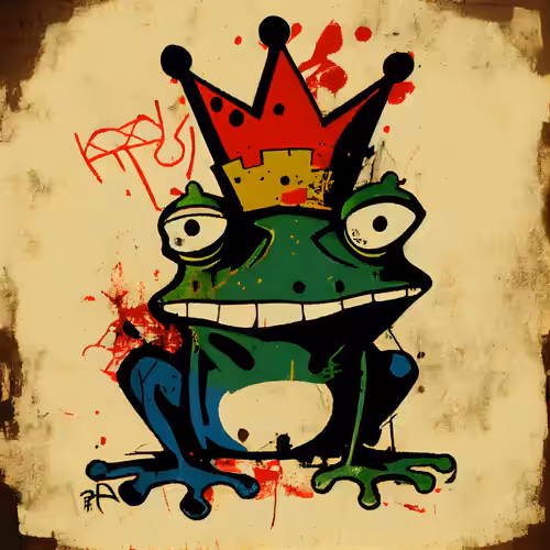 King Frog in the Style of Basquiat