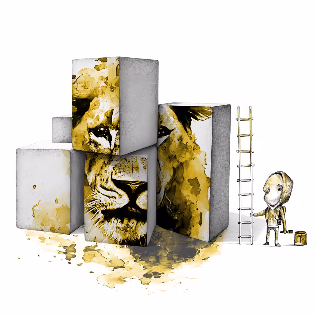 PAINTING LION yellow