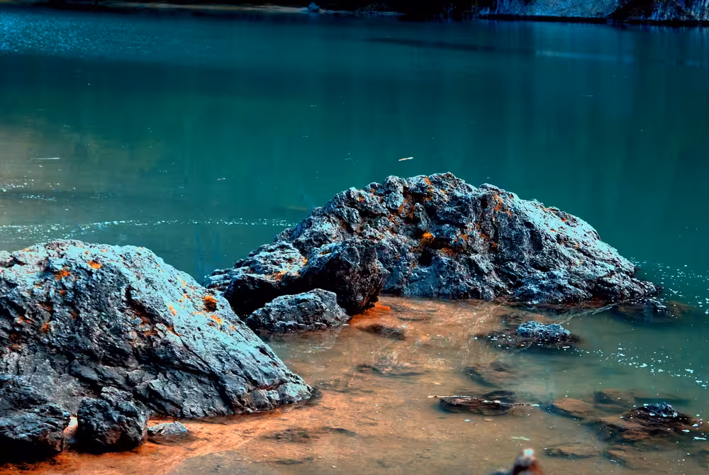 Stone in a beautiful lake