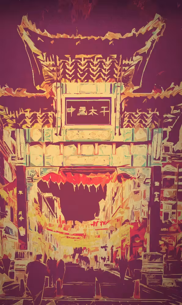 London Chinatown Main Gate in Crimson