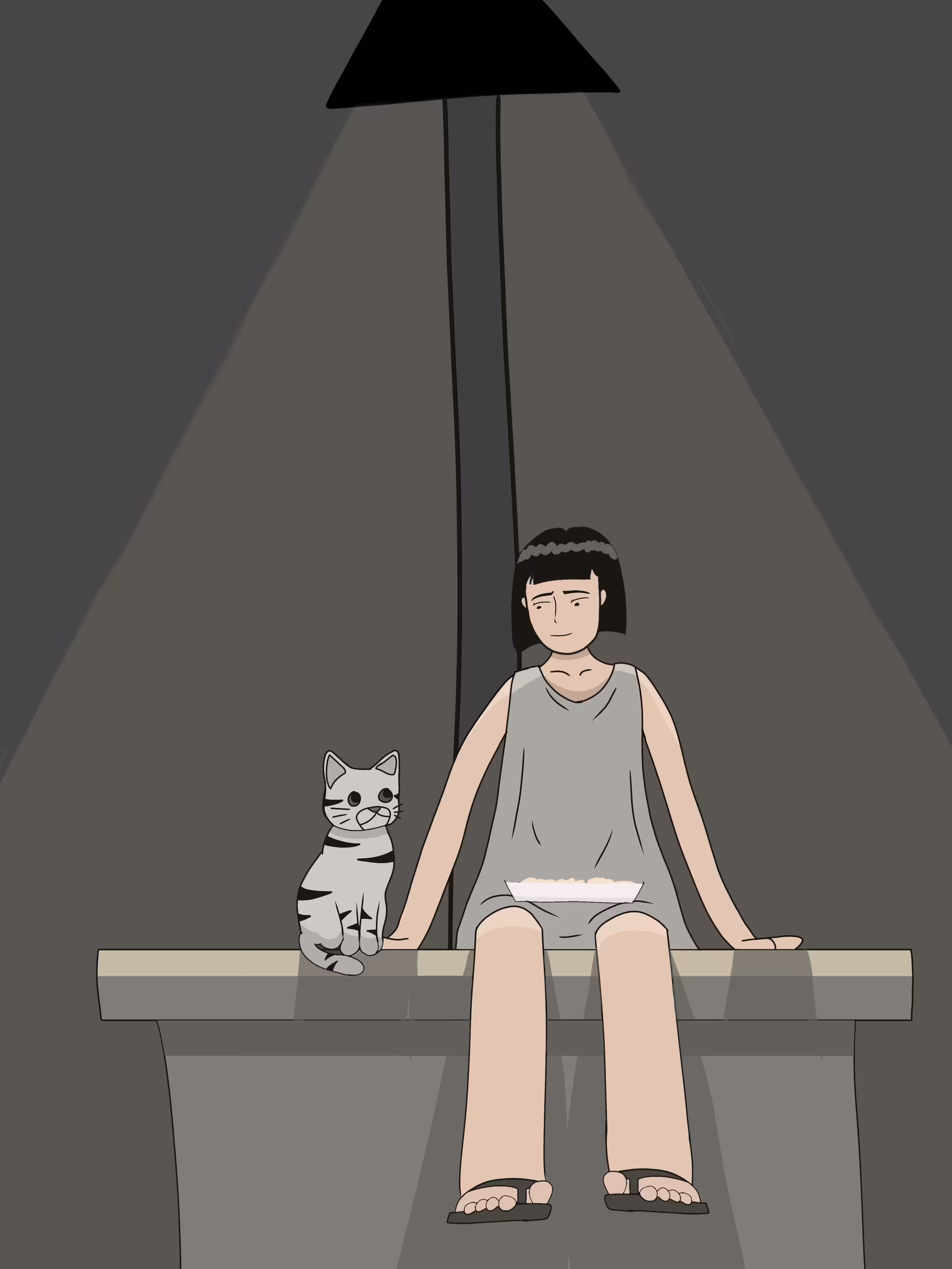 Ana and her cat.