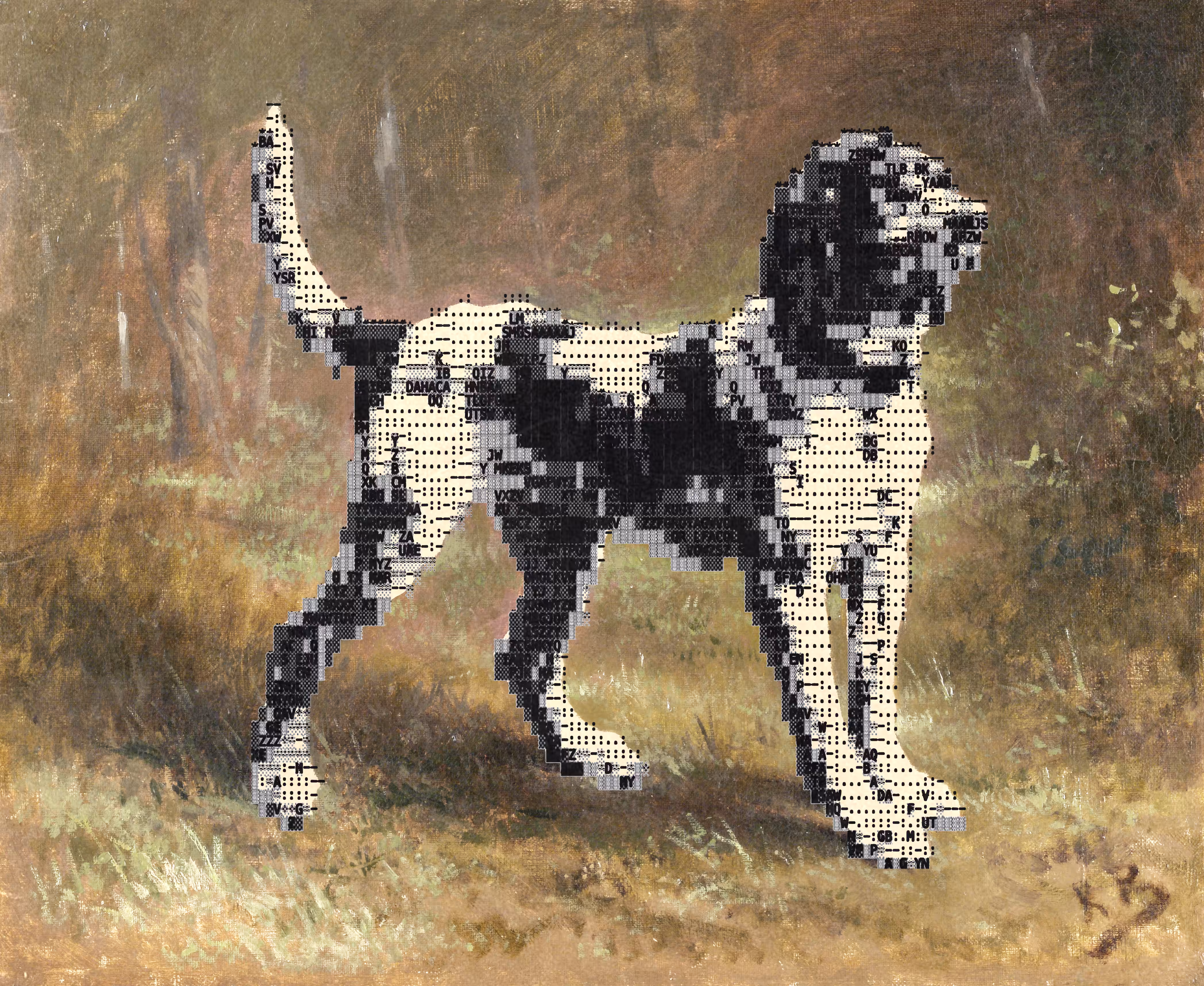 a limier briquet hound, modified by ascii elements.
