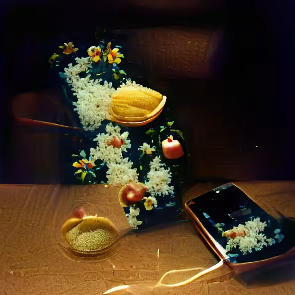 Artificial still life with iPhones and rice I