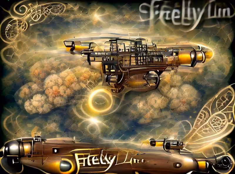 firefly in the sky in steampunk style