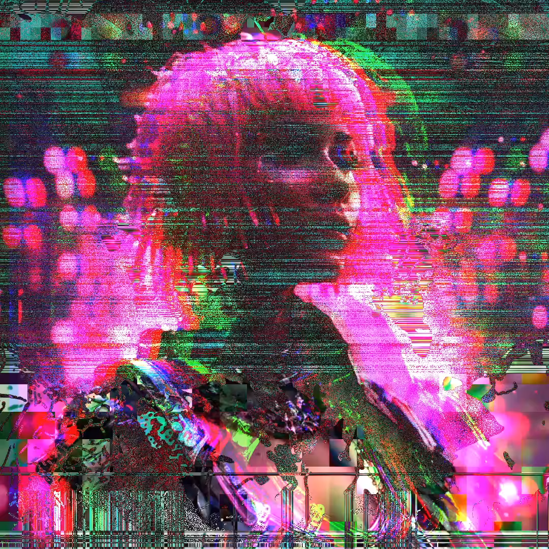 A girl with pink hair