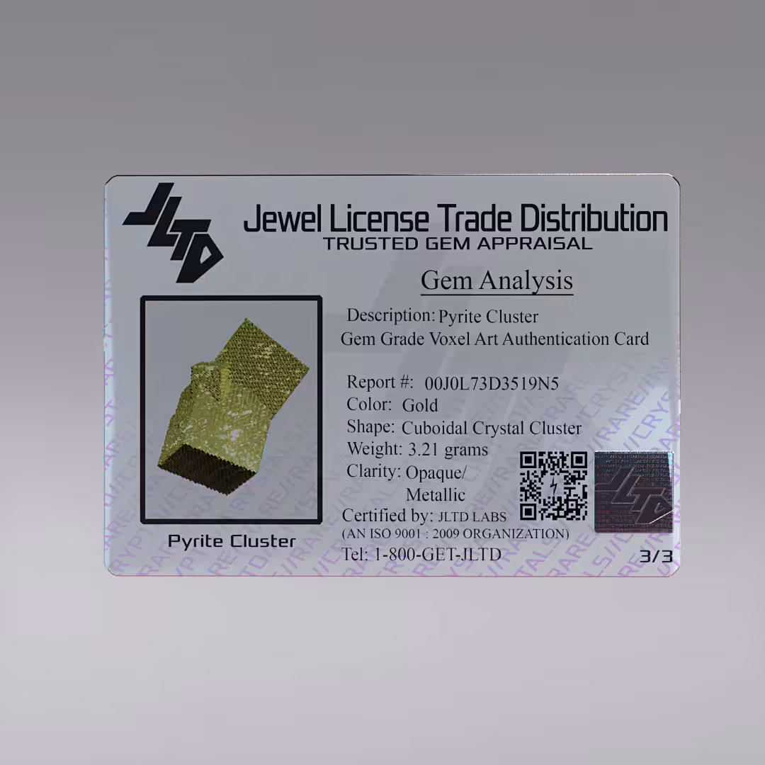 Pyrite Authenticity Card 3/3