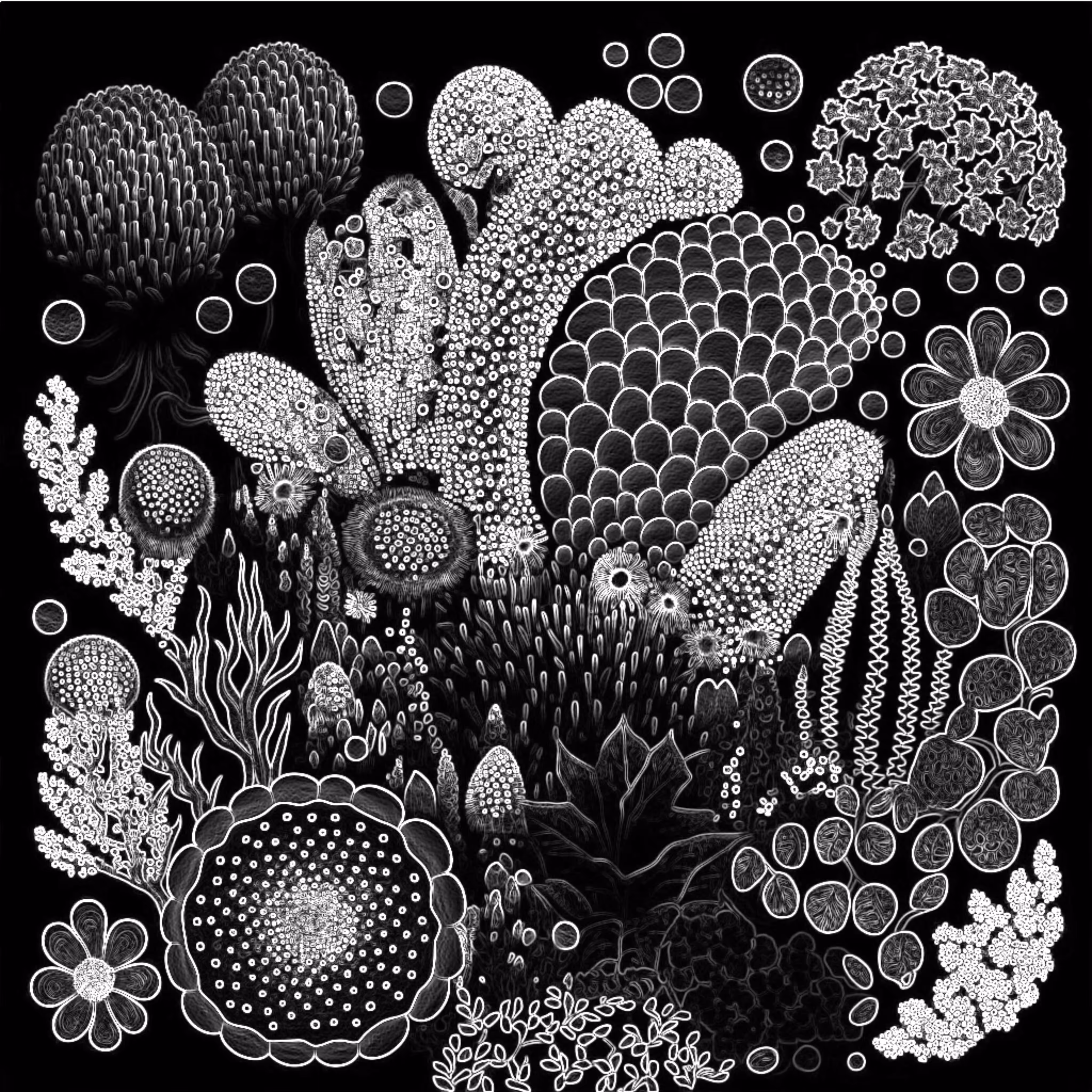 Garden #1 - Black & White Edges
