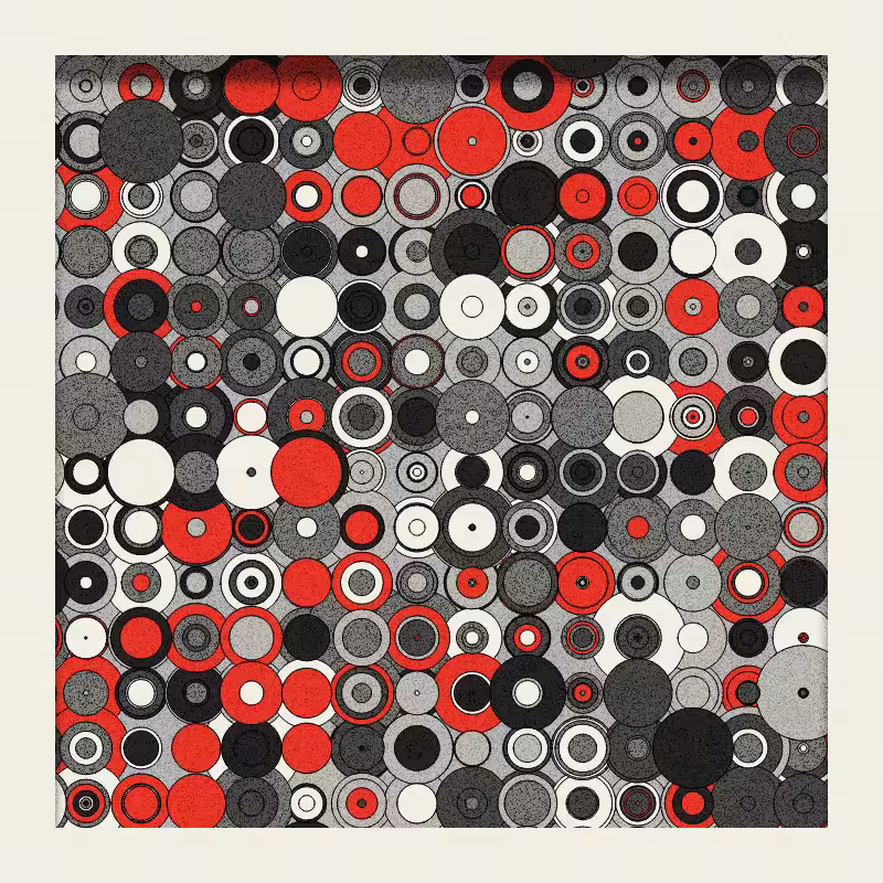 Red, Grey and Circles #4