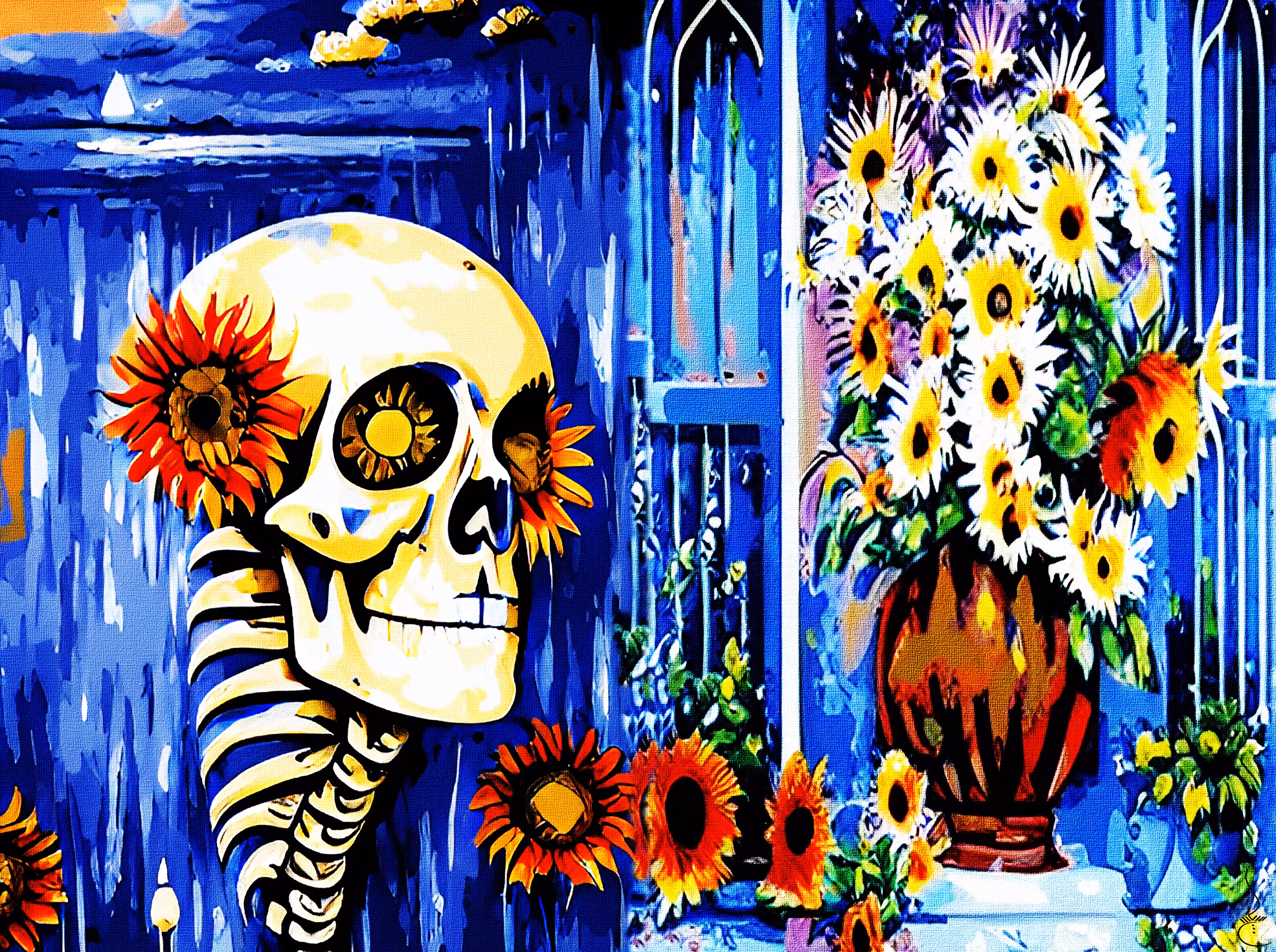 Skull and Sunflower