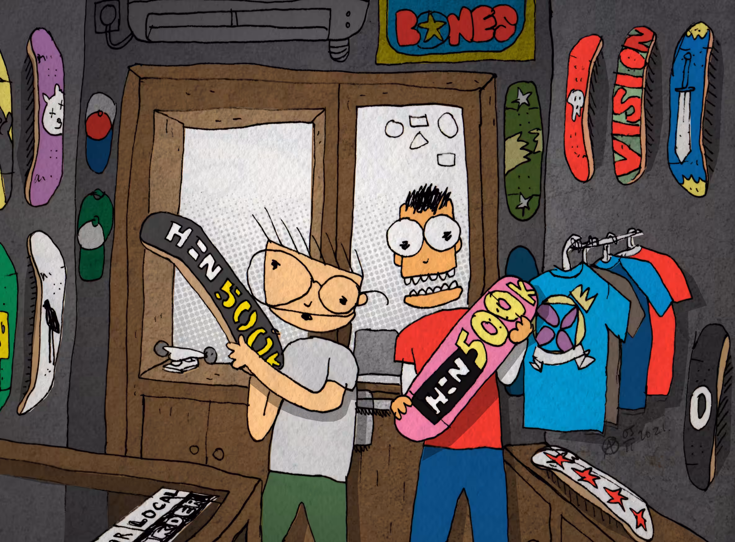 O & Bzjm visit their fave skateboard shop