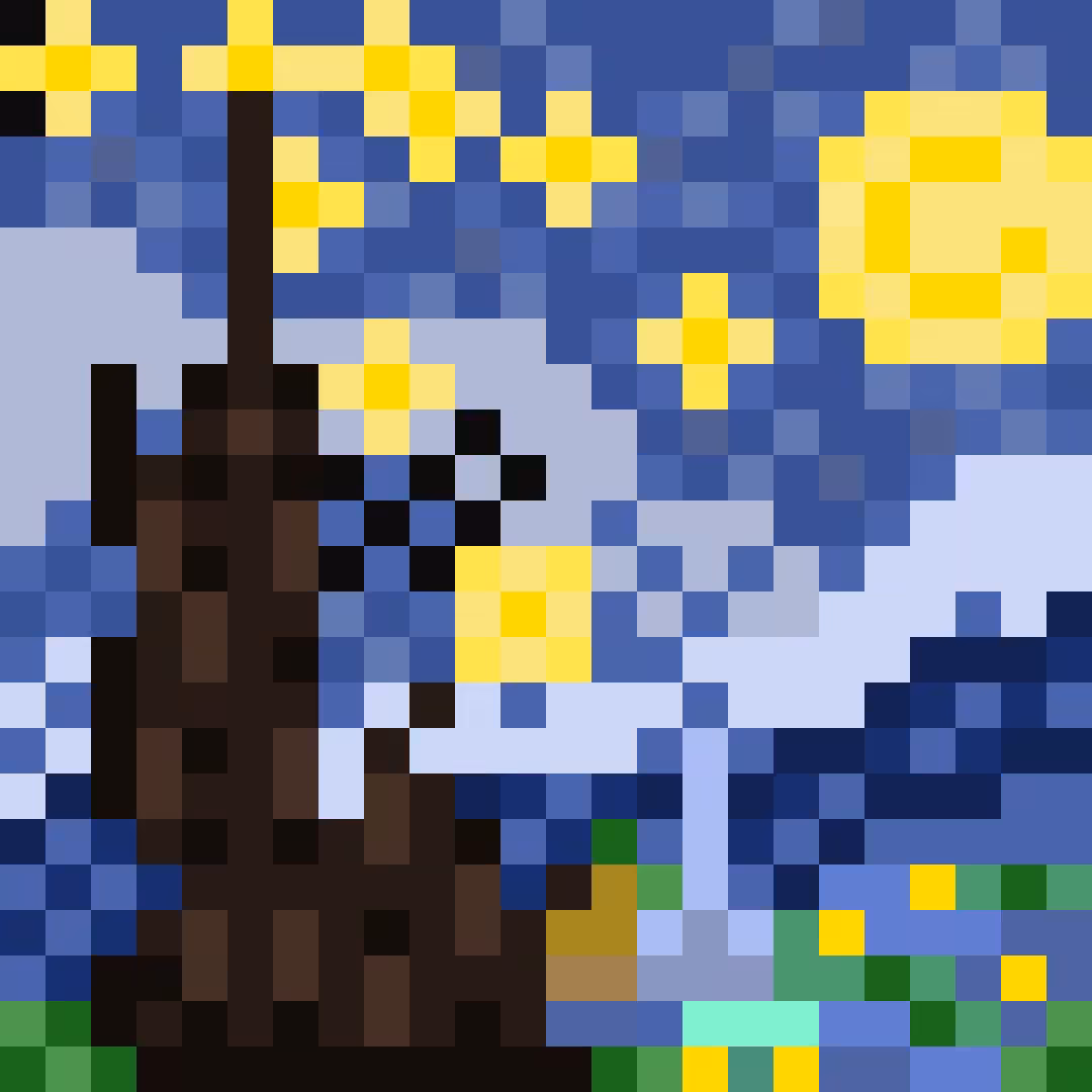 La Nuit etoilée (Upscaled pixel art)