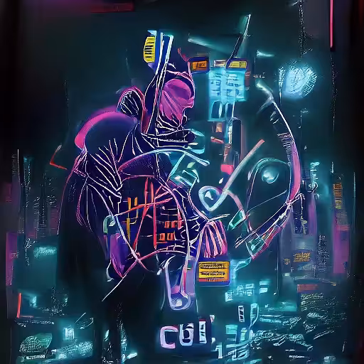 Animated version of Cyberpunk abstraction in a Kandinsky style.