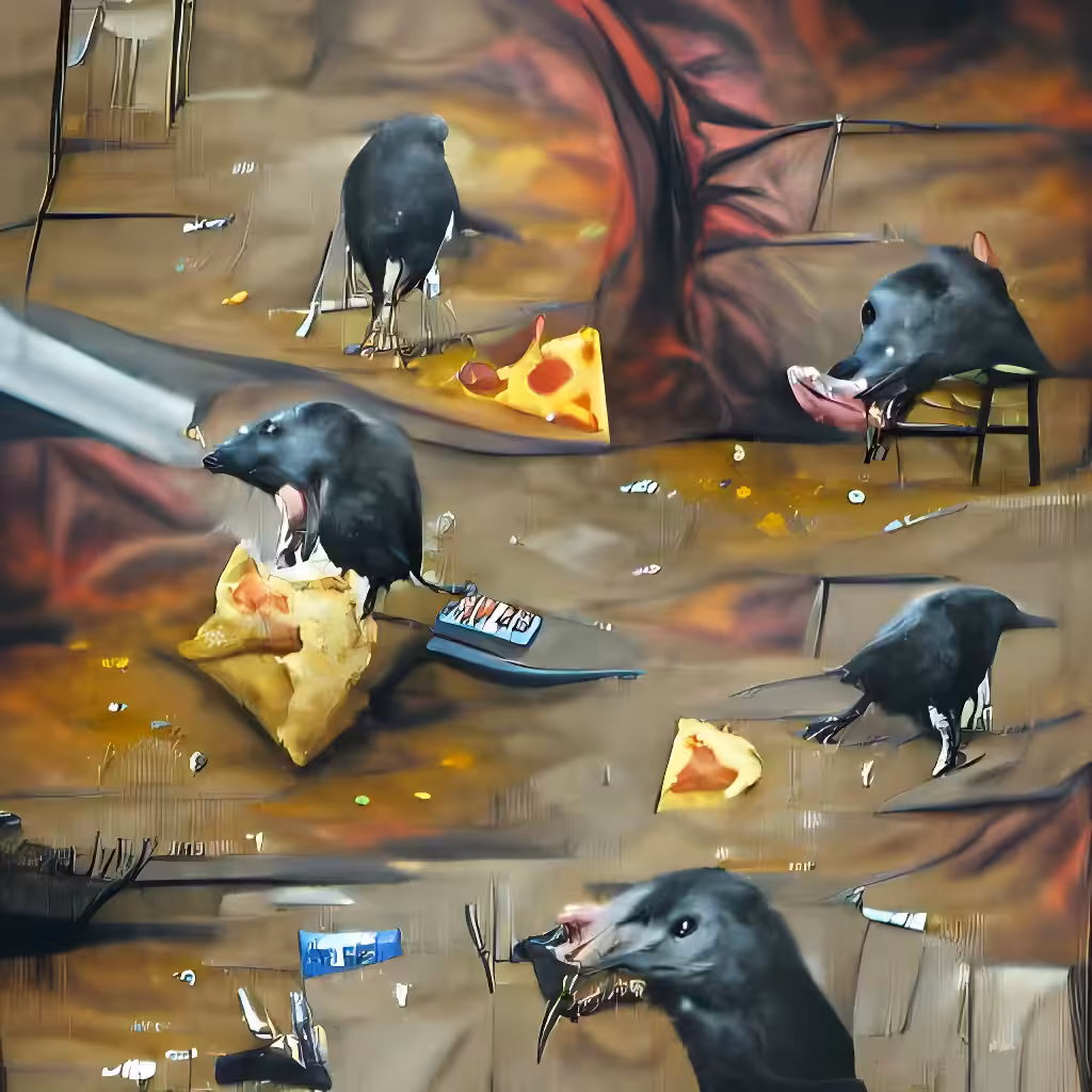 The Garden Of Ai Delights: Rat Eating Pizza Slice