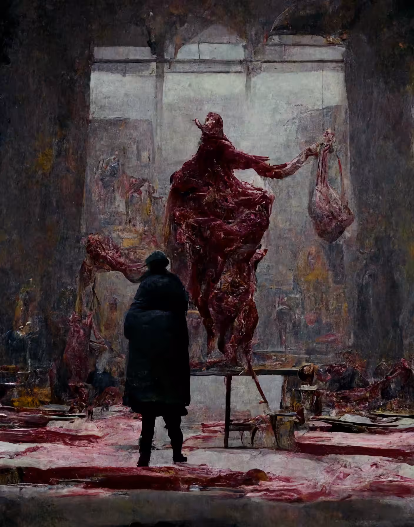 Working on A Sculpture of Flesh and Handbag